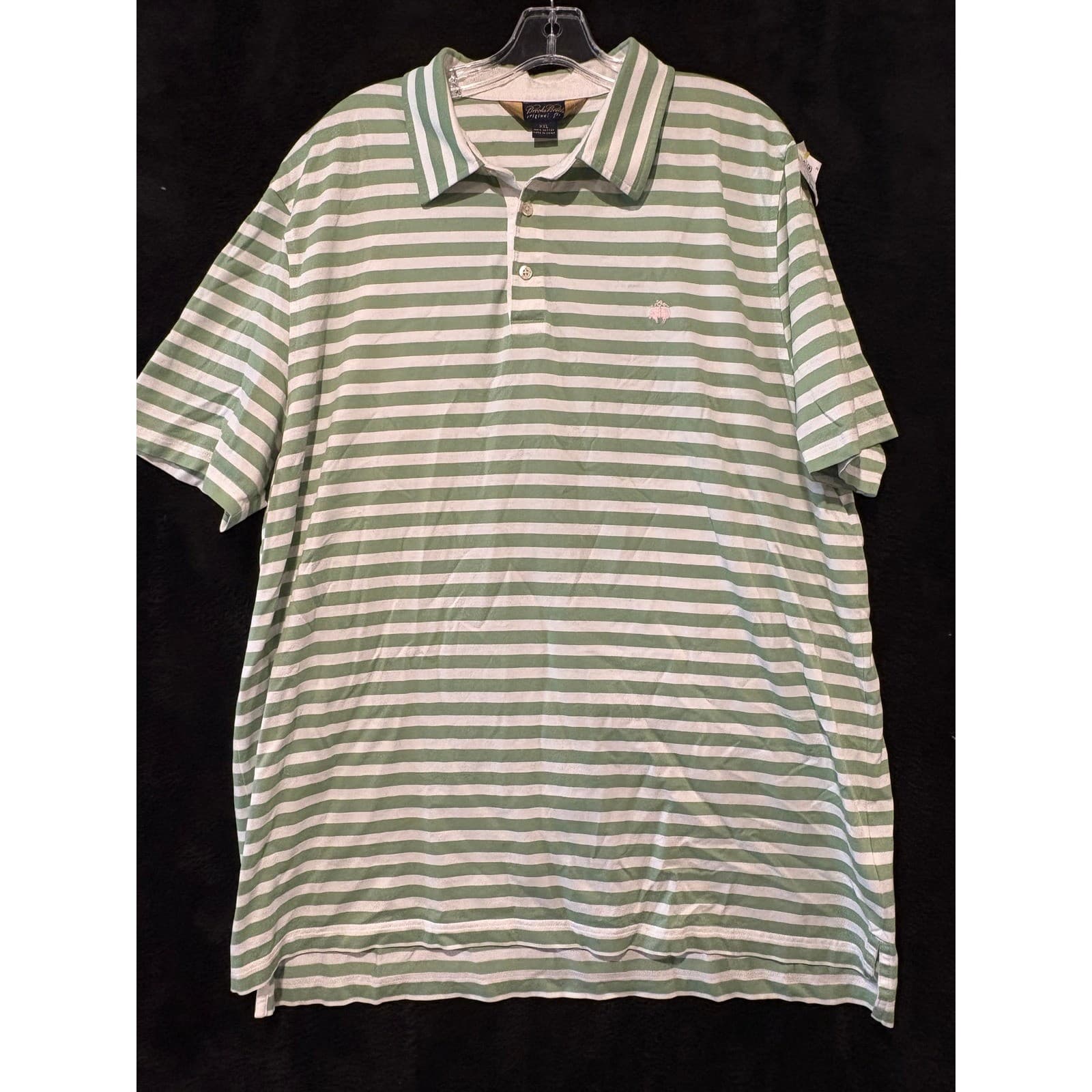Brooks Brothers Original Fit Men's XXL Polo Shirt Green White Striped