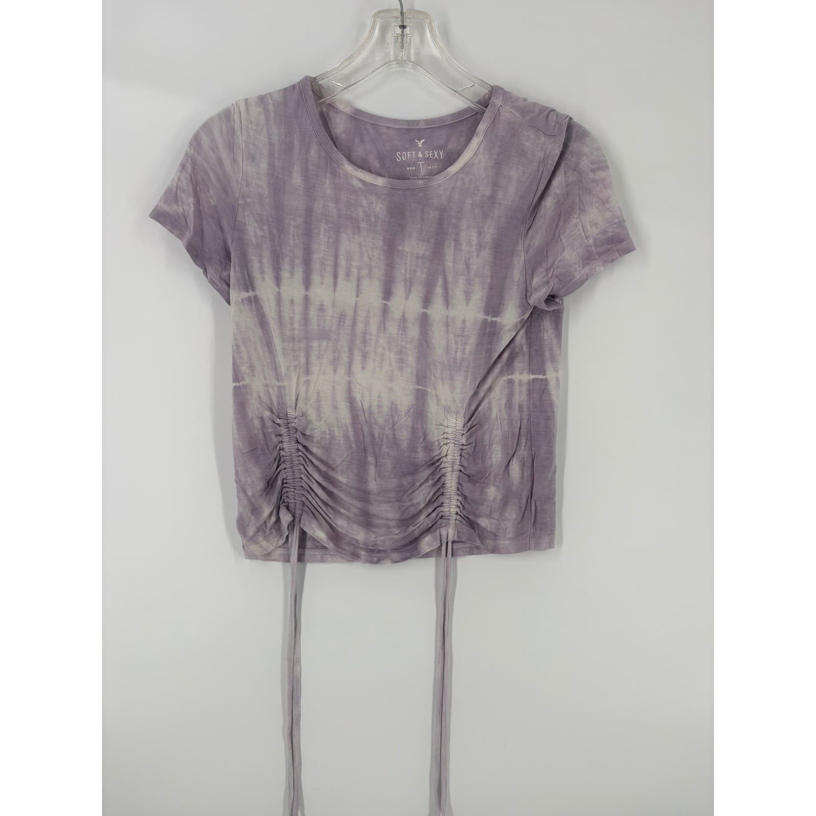 American Eagle Outfitters Soft Sexy Tie Dye Ruched Drawstring Tee Shirt M