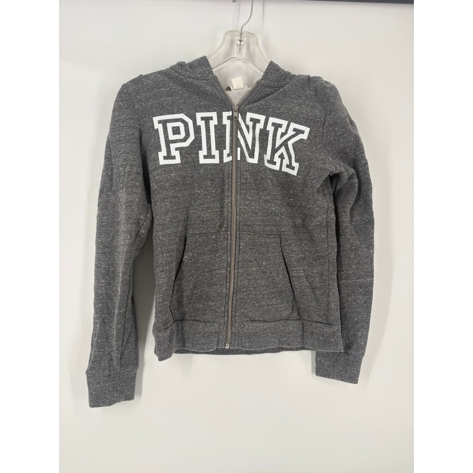 PINK Victoria's Secret Gray Full Zip Hoodie Sweatshirt Women's Size S