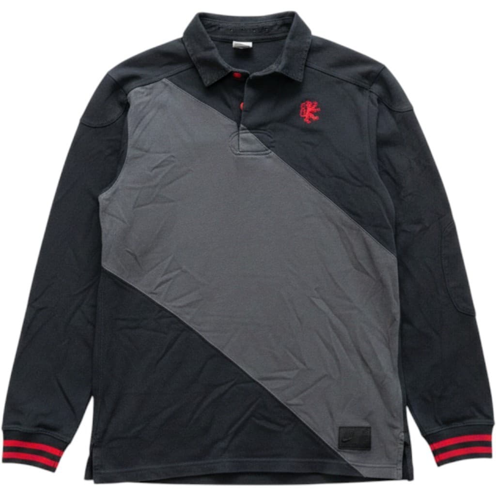Nike Vivat Rex Rugby Shirt Medium Black Red Lion Crest Polo Long Sleeve 6 Back