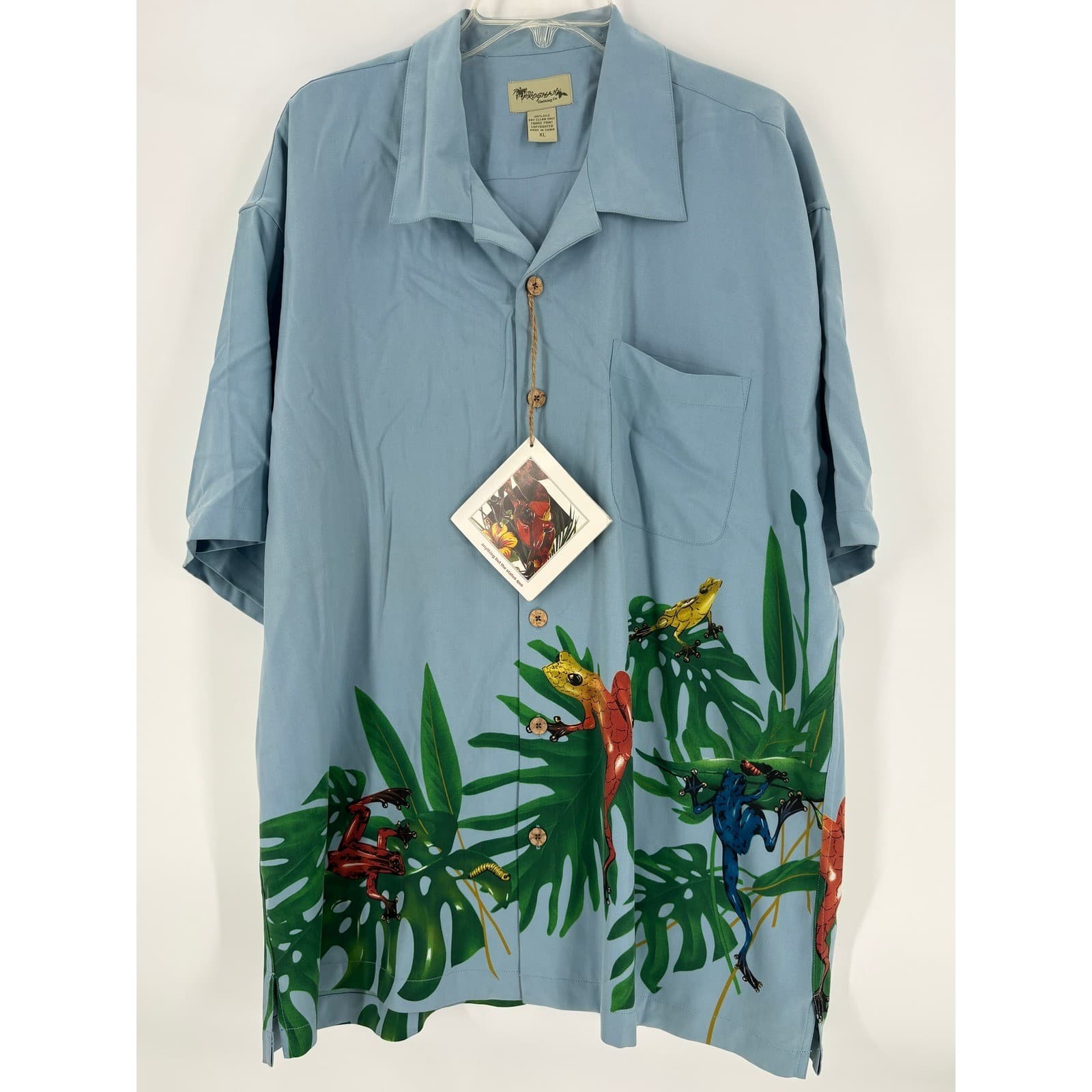 The Frogman Clothing Co. Silk Button Up Shirt XL Novelty Frog Print