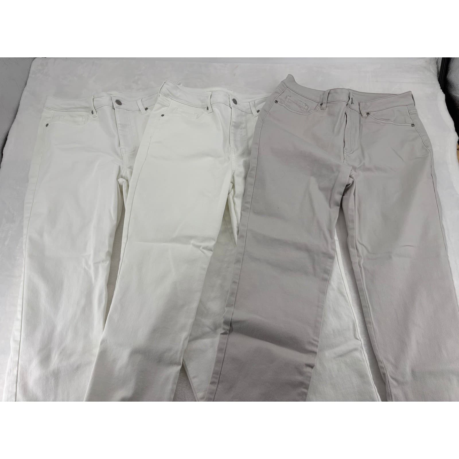 Blair Jeans Womens 14PS Straight Leg White Gray Bundle Lot 3 Pairs Denim Pants