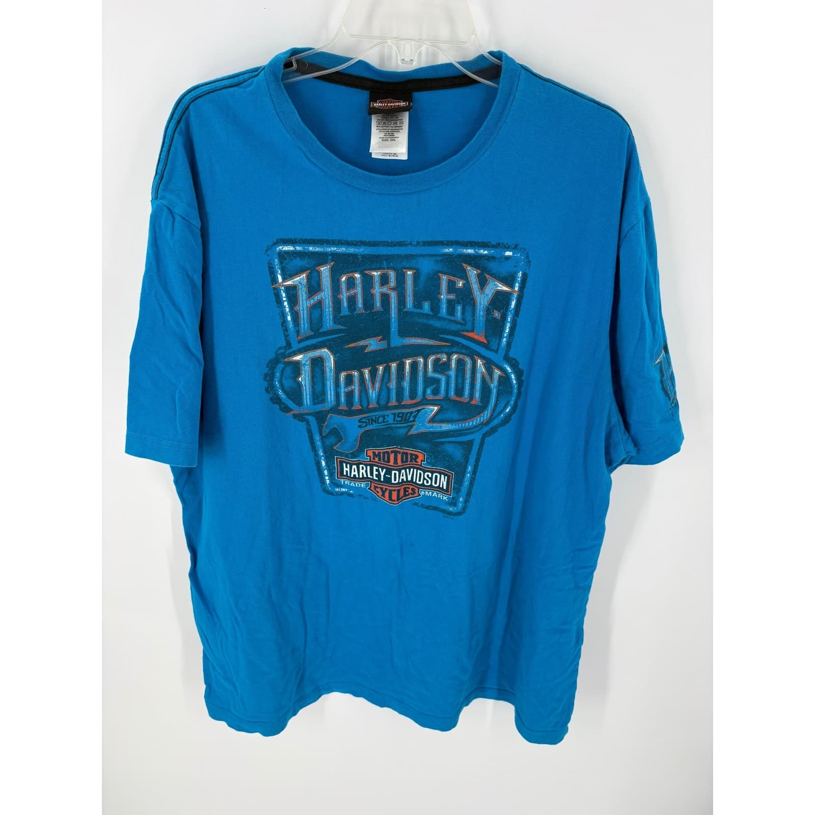 Harley Davidson T Shirt Men's XX Large Blue Cox Double Eagle Pinehurst NC Tee