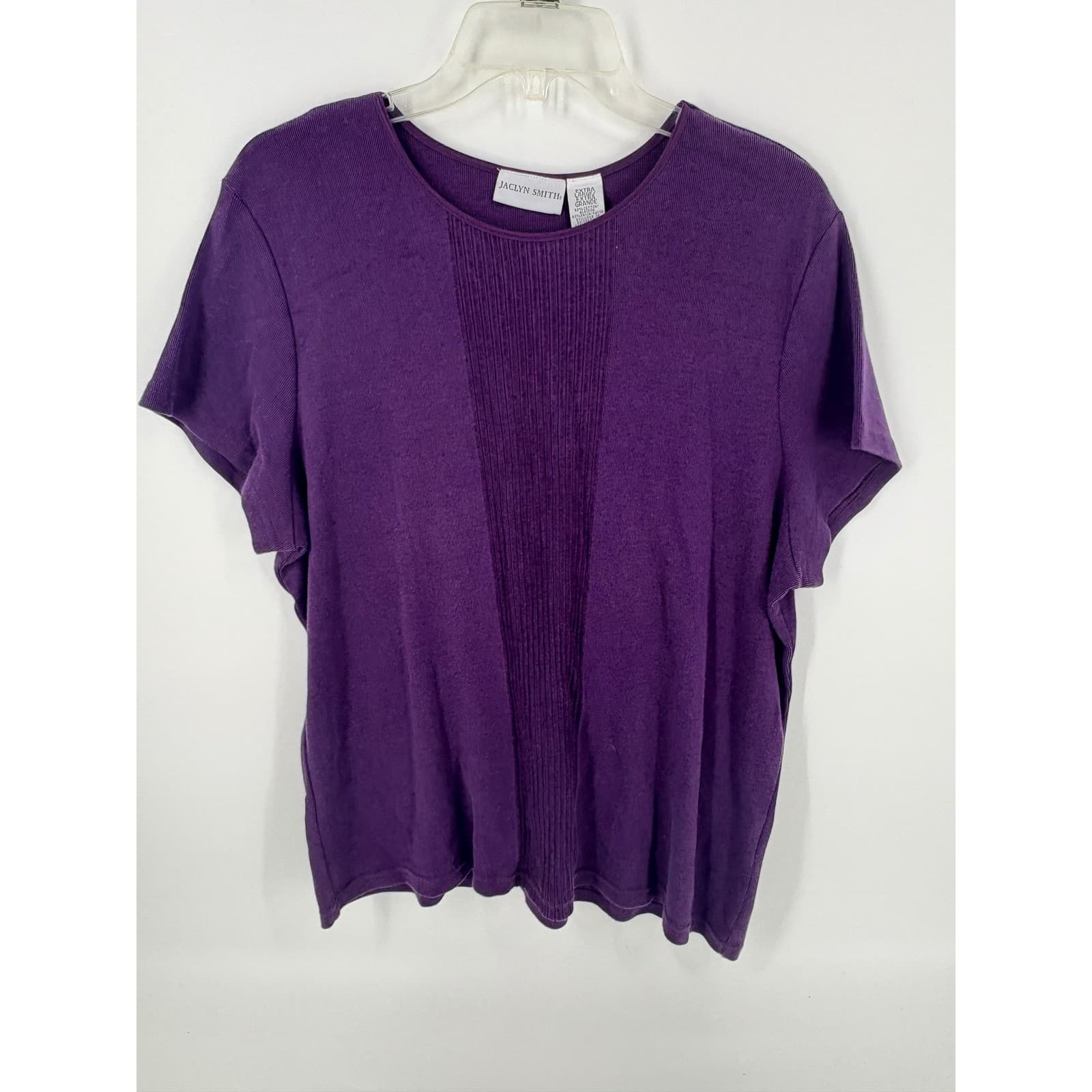 Jaclyn Smith Women's Extra Large Purple Ribbed Knit Short Sleeve Top