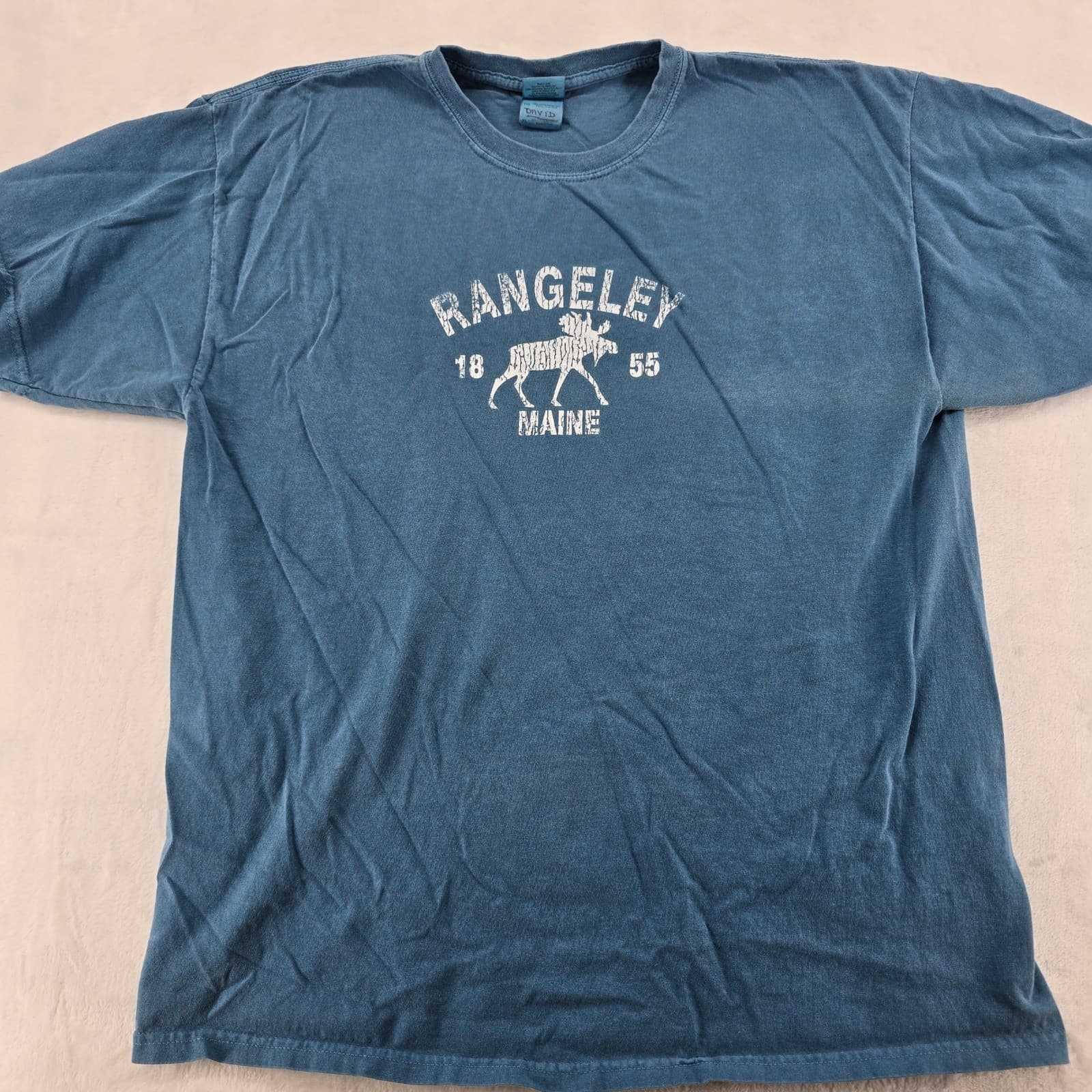 Gildan Graphic T-Shirt Mens XL Tee Blue Rangeley Maine Moose Souvenir