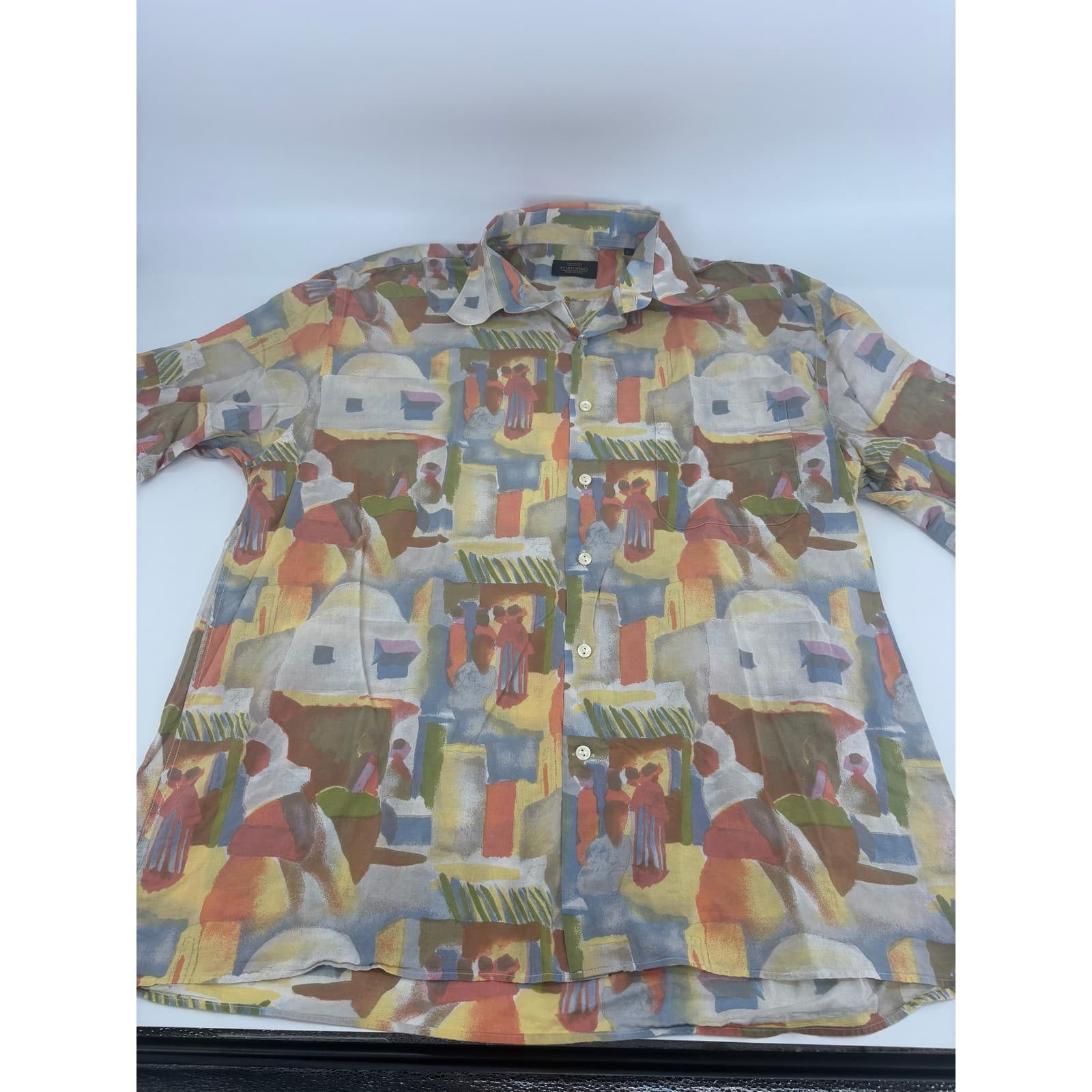 Riscatio Portofino Made in Italy XL Button Up Abstract Print Shirt