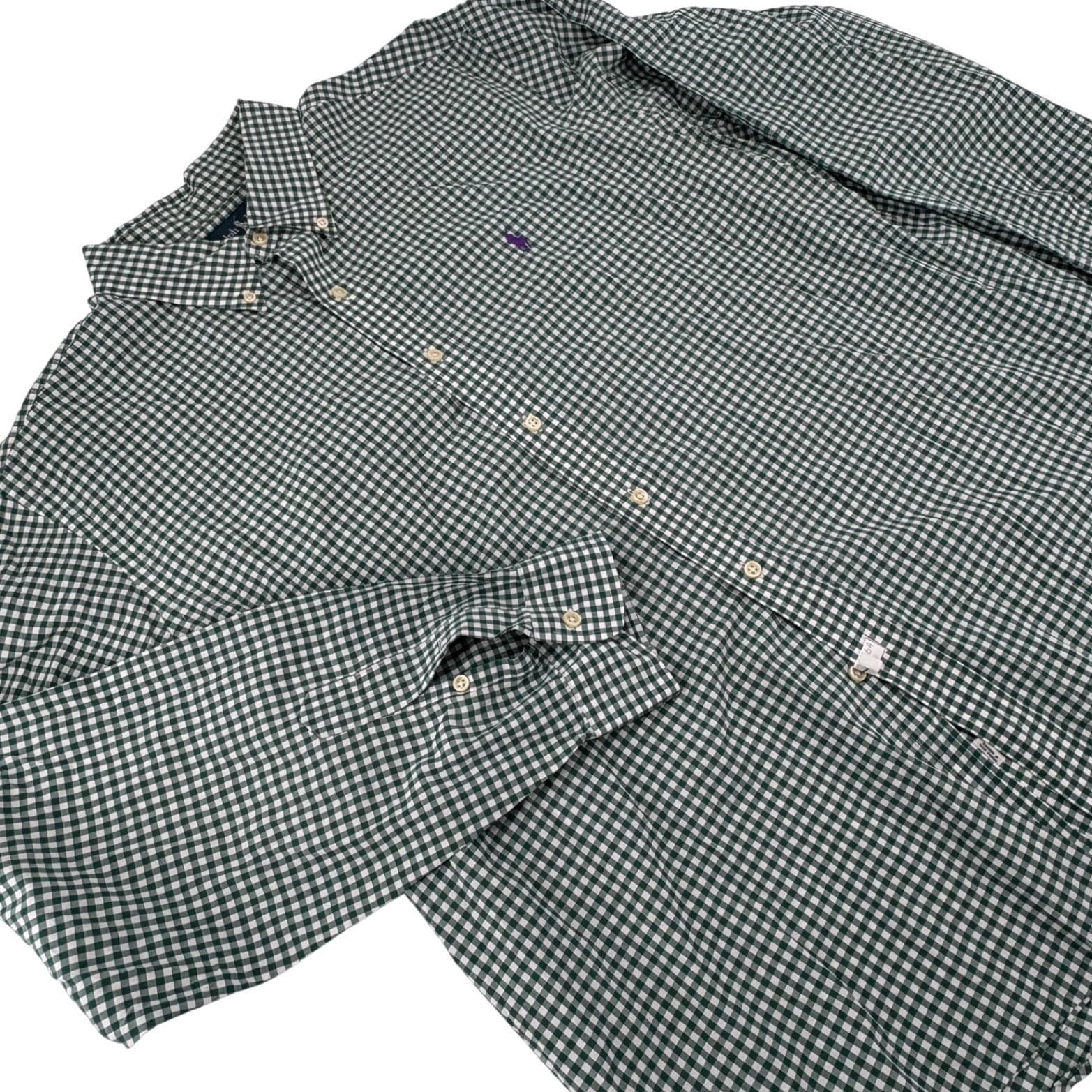 Ralph Lauren Gingham Button Down Shirt XXL Green Mens