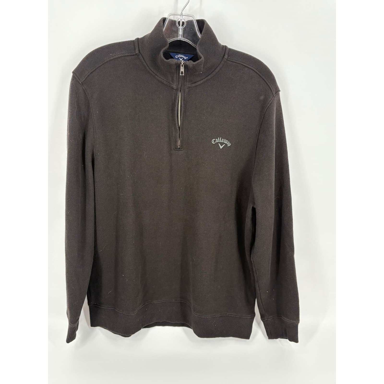 Callaway Mens Brown Long Sleeve 1/4 Zip Golf Pullover Sweatshirt - Large