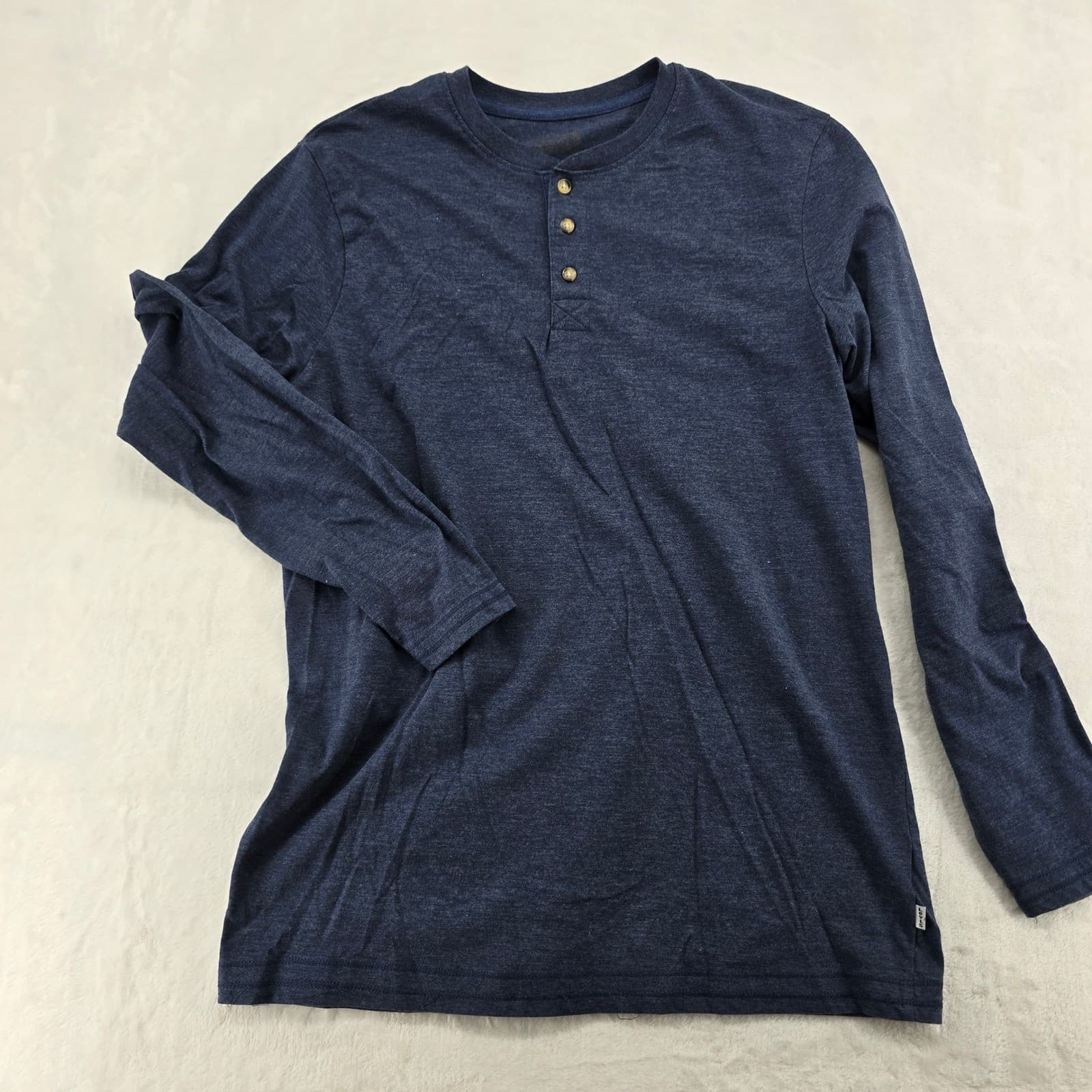 Levi's Henley Mens M Shirt Navy Blue Heather Long Sleeve Three Button