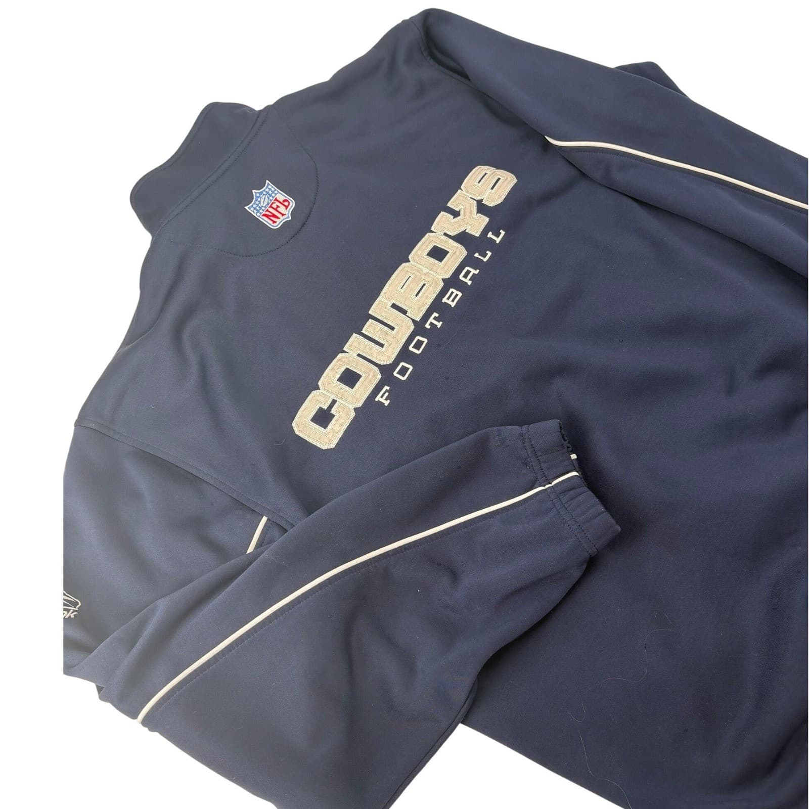 Reebok NFL Team Apparel Dallas Cowboys Quarter Zip Pullover Large Navy Mens