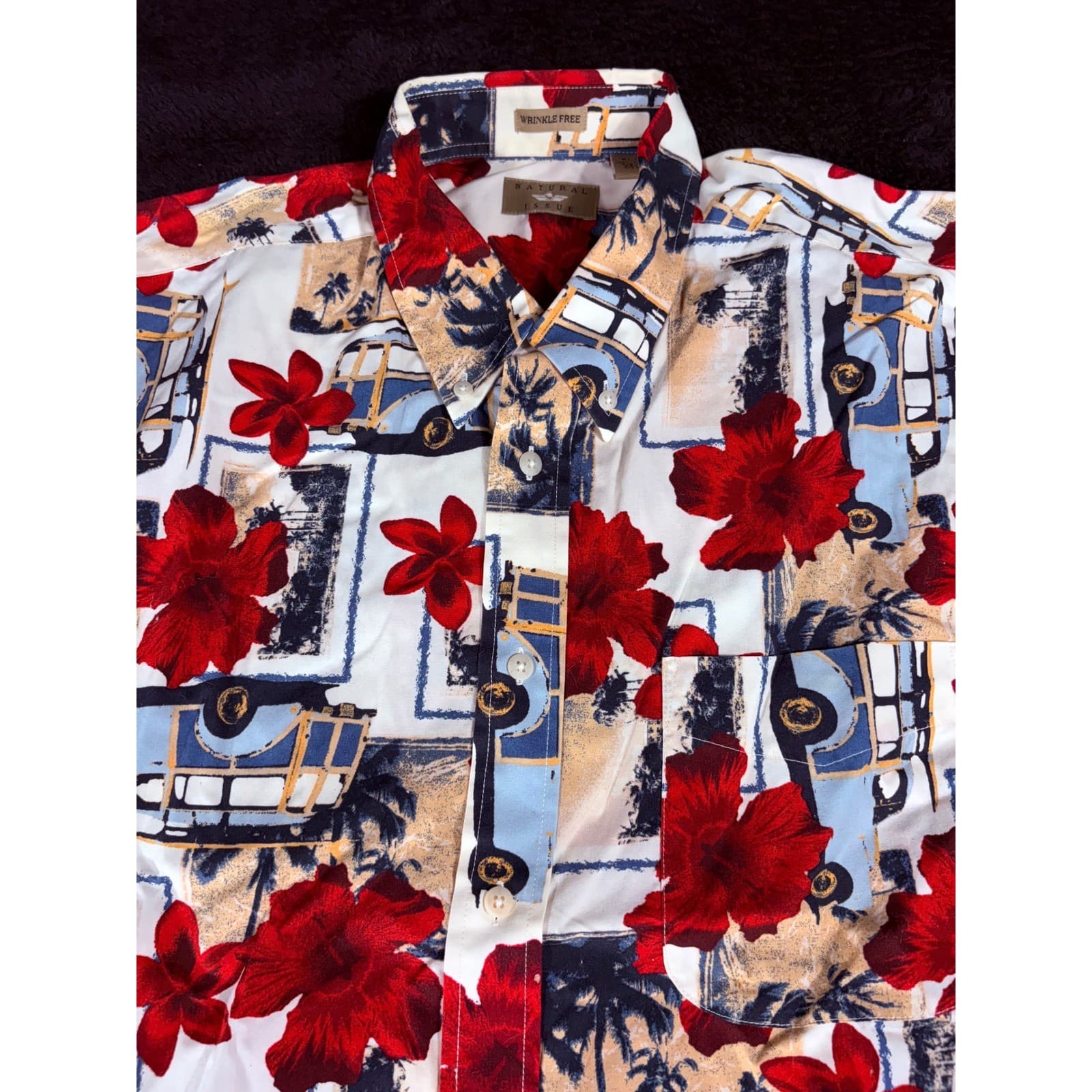 Natural Issue XL Floral Hawaiian Shirt Palm Tree Surf Van Vacation