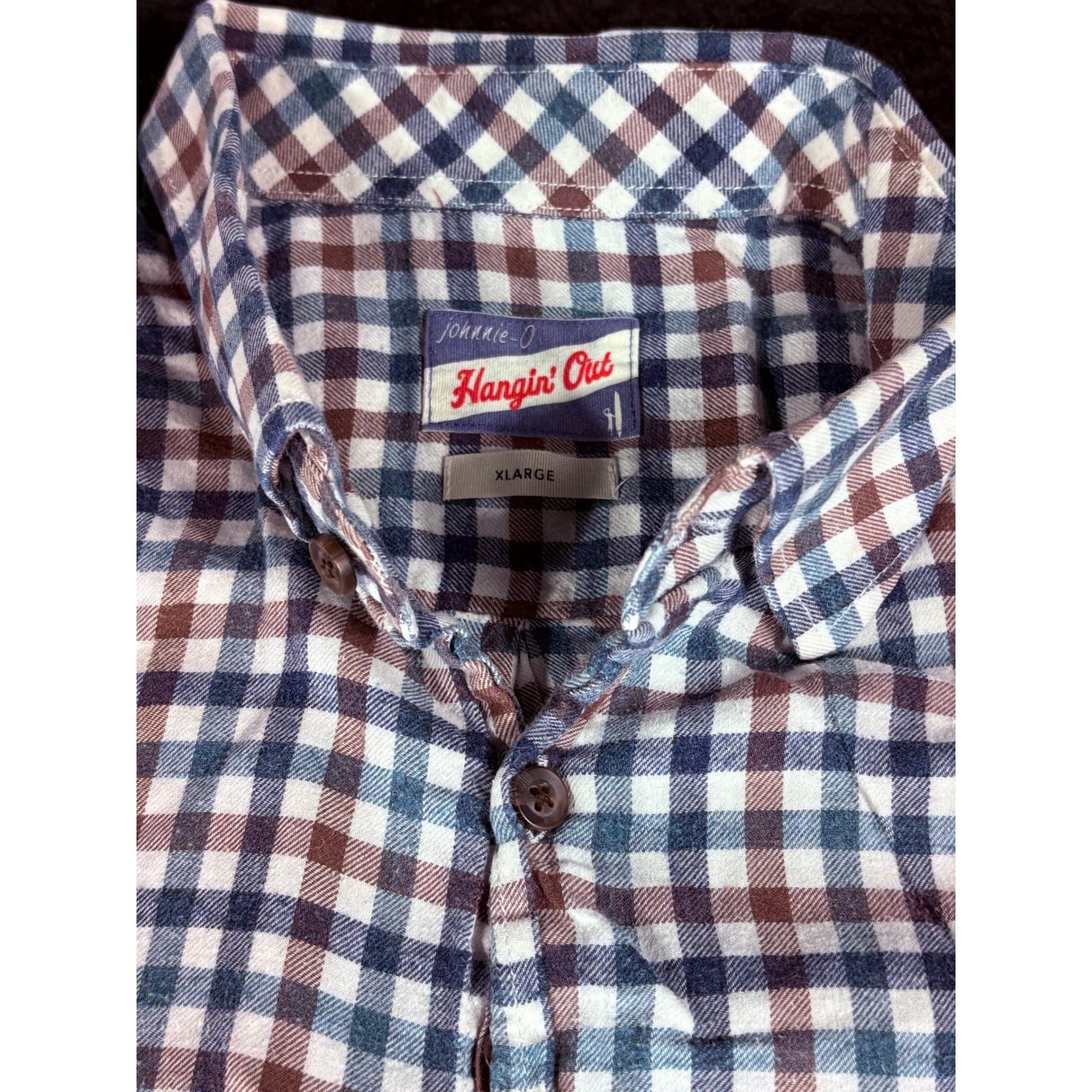 Johnnie-O Hangin' Out Mens XL Plaid Button Down Long Sleeve Shirt
