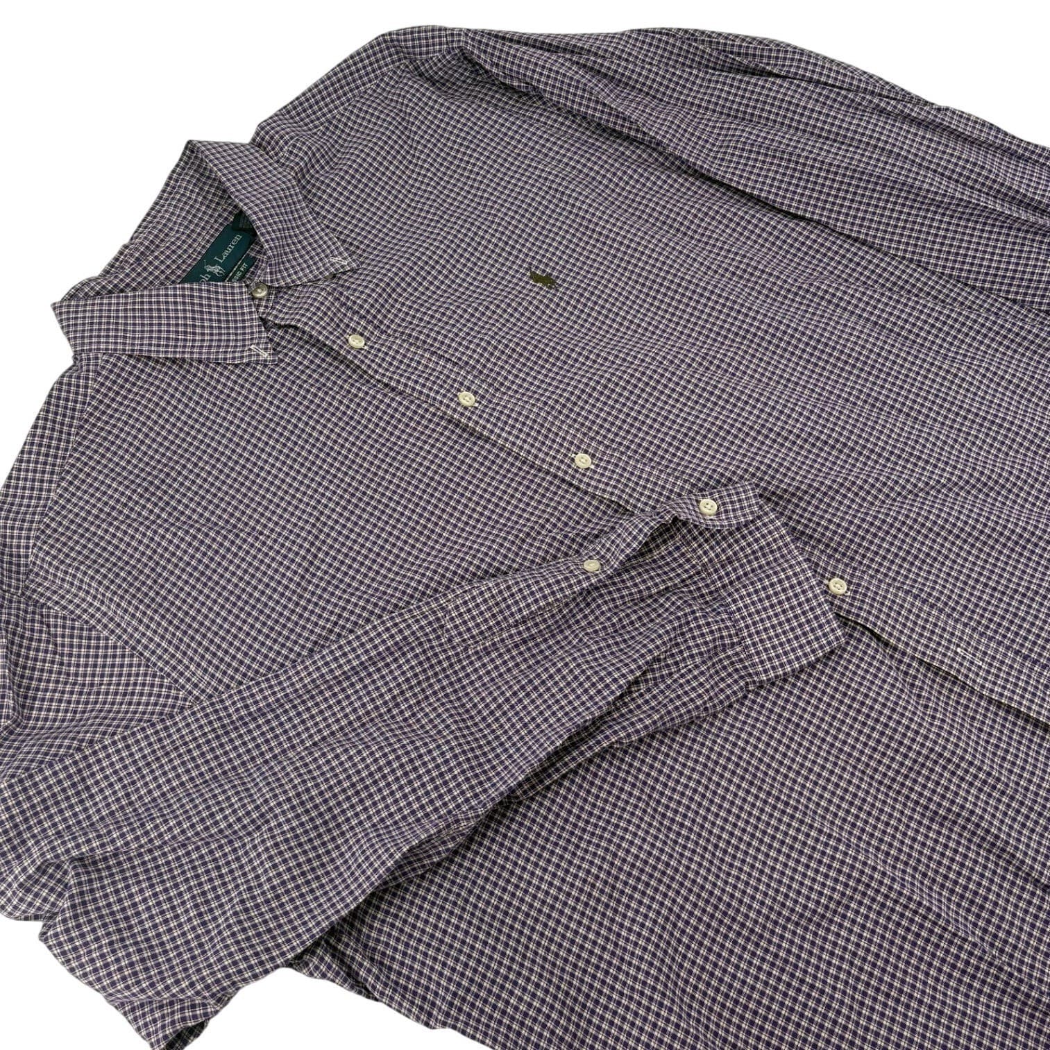 Ralph Lauren Classic Fit Button Down Shirt Check XXL Purple Mens
