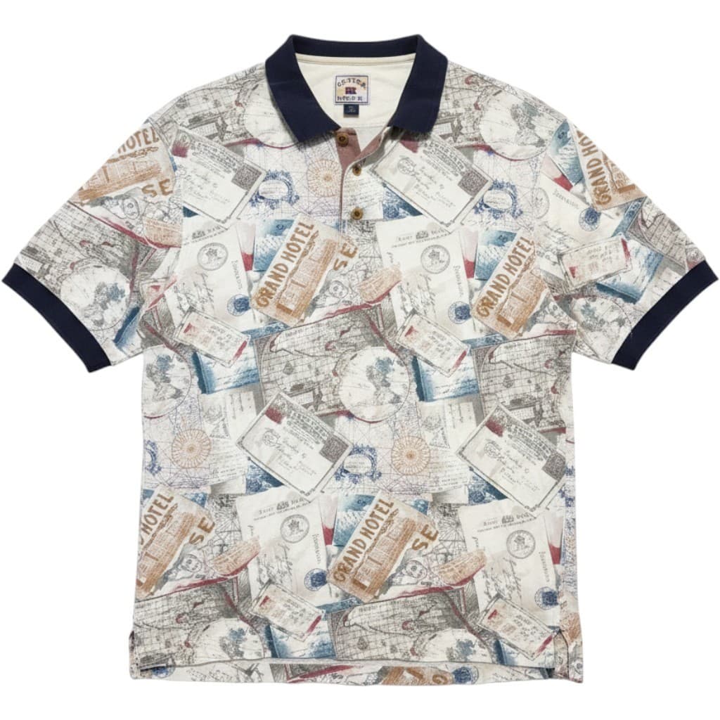 Cutter & Buck Polo Mens L Novelty Grand Hotel Postcard Print Cotton Large