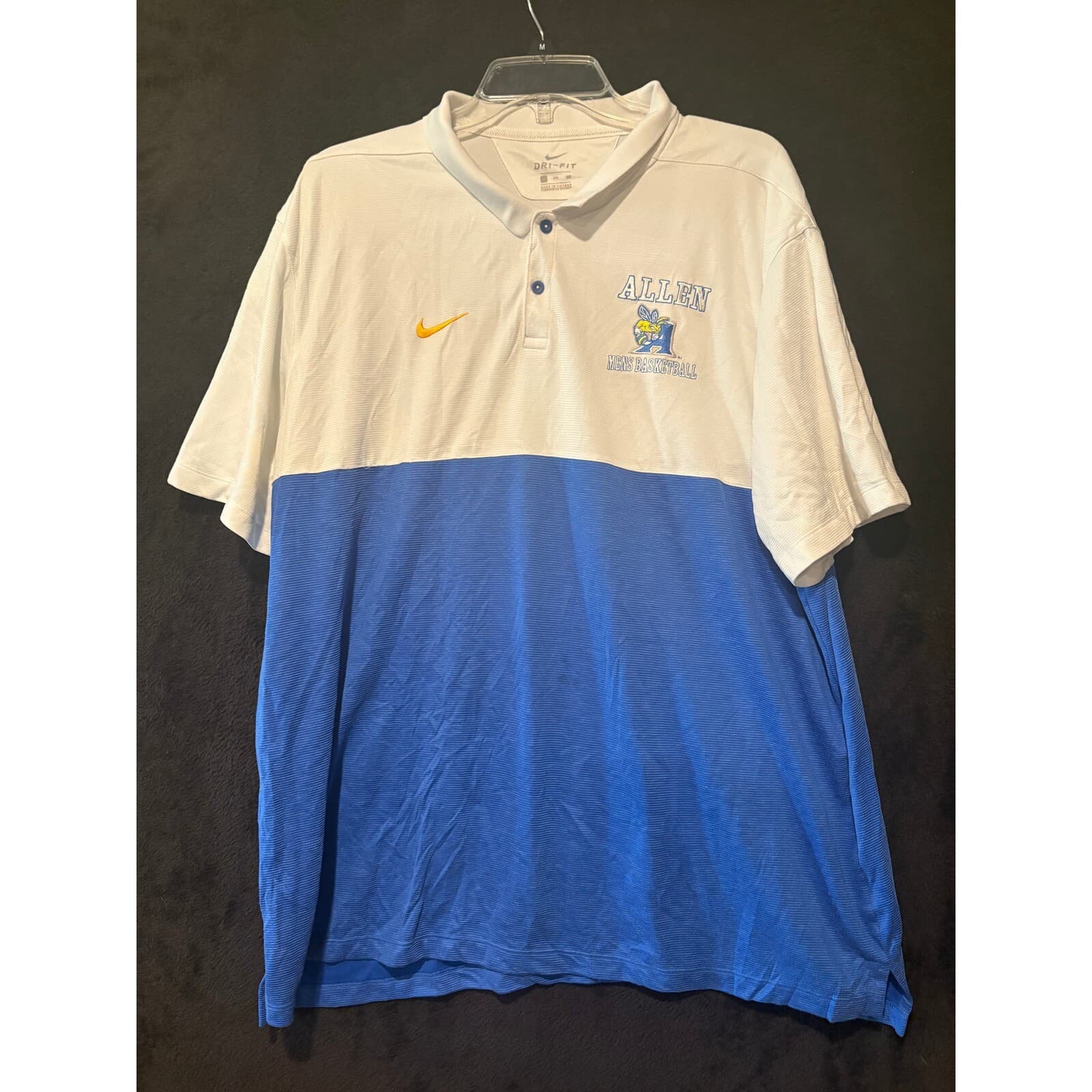 Nike Dri-FIT Allen Yellow Jackets Basketball Polo Shirt White Blue 3TG