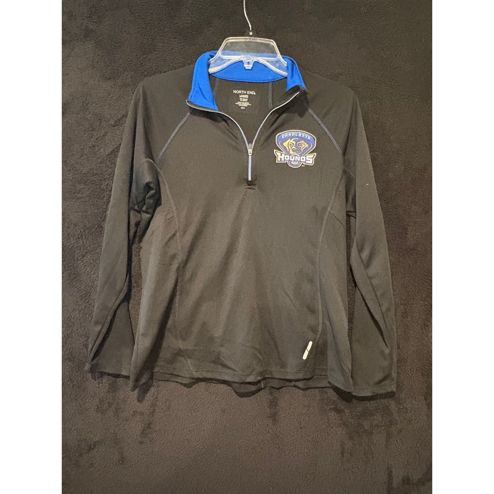 North End Pullover Jacket Charlotte Hounds 1/4 Zip Athletic Black Blue M