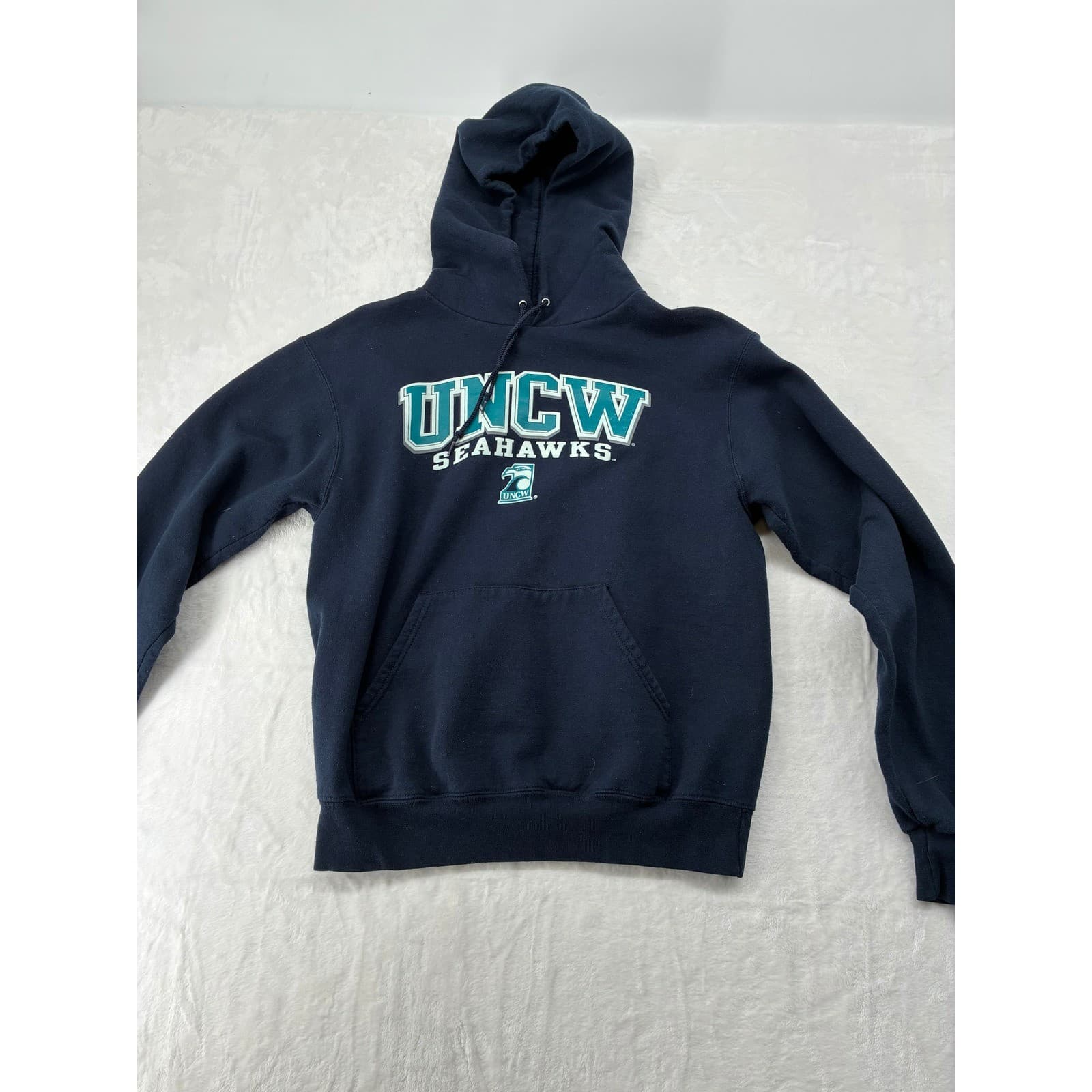 Champion Hoodie Womens Small Hoodie Navy Blue UNCW Seahawks Eco Fleece Graphic