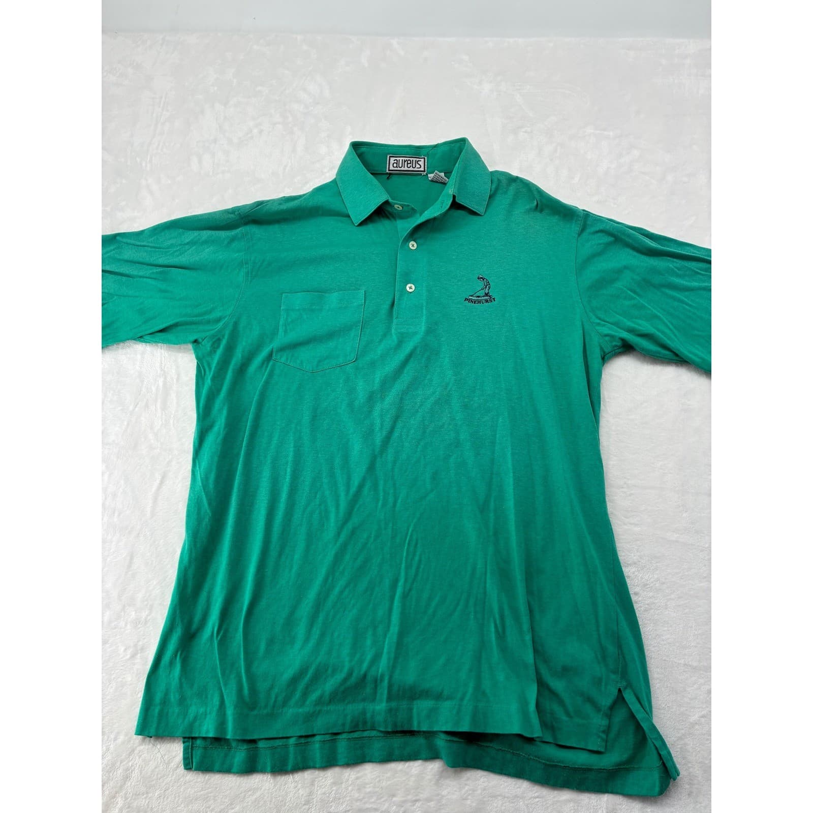 Aureus Polo Shirt Womens Large Polo Green Vintage Pinehurst Golf Pocket Cotton