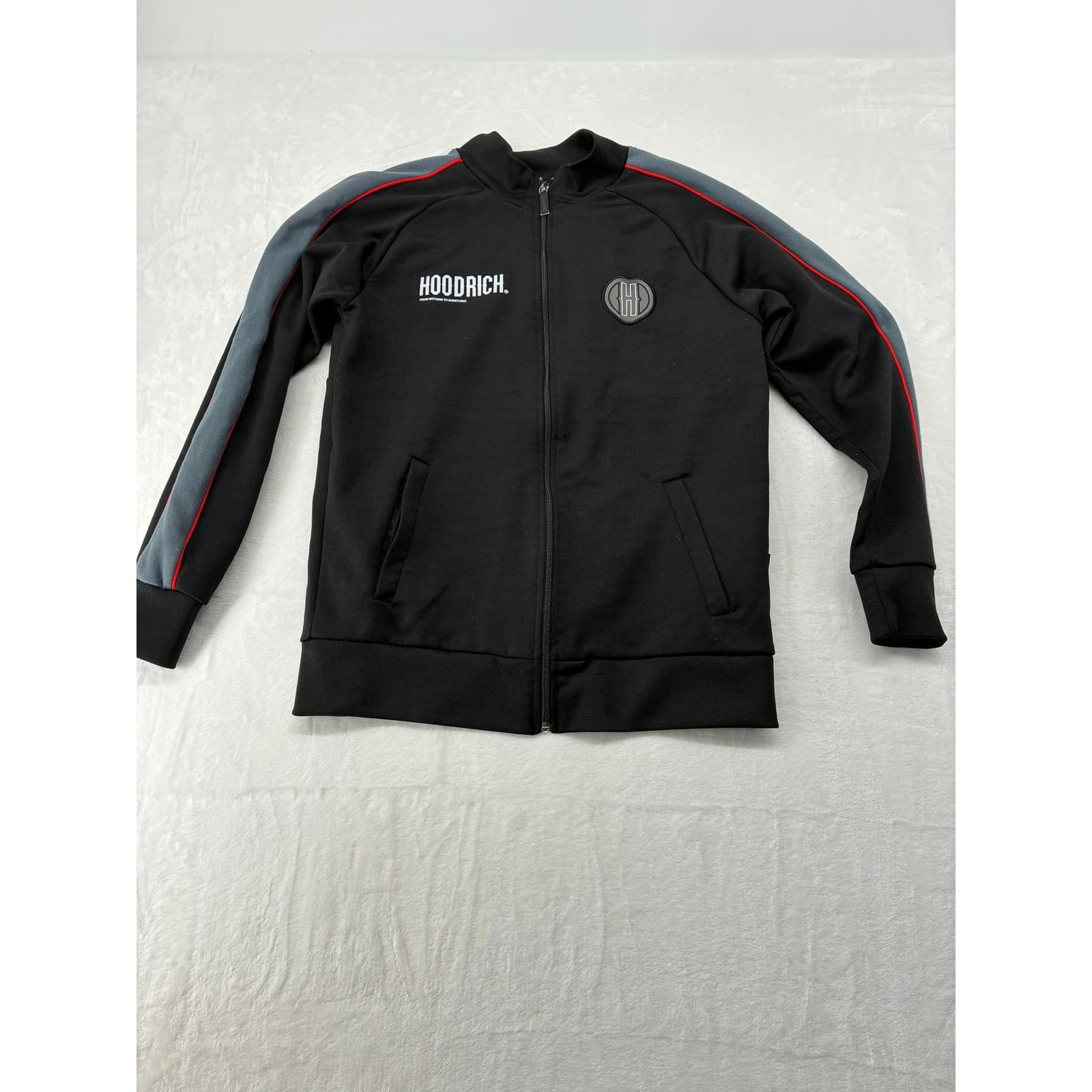 Hoodrich Track Jacket Womens Small Full Zip Black Grey Red Stripe Streetwear