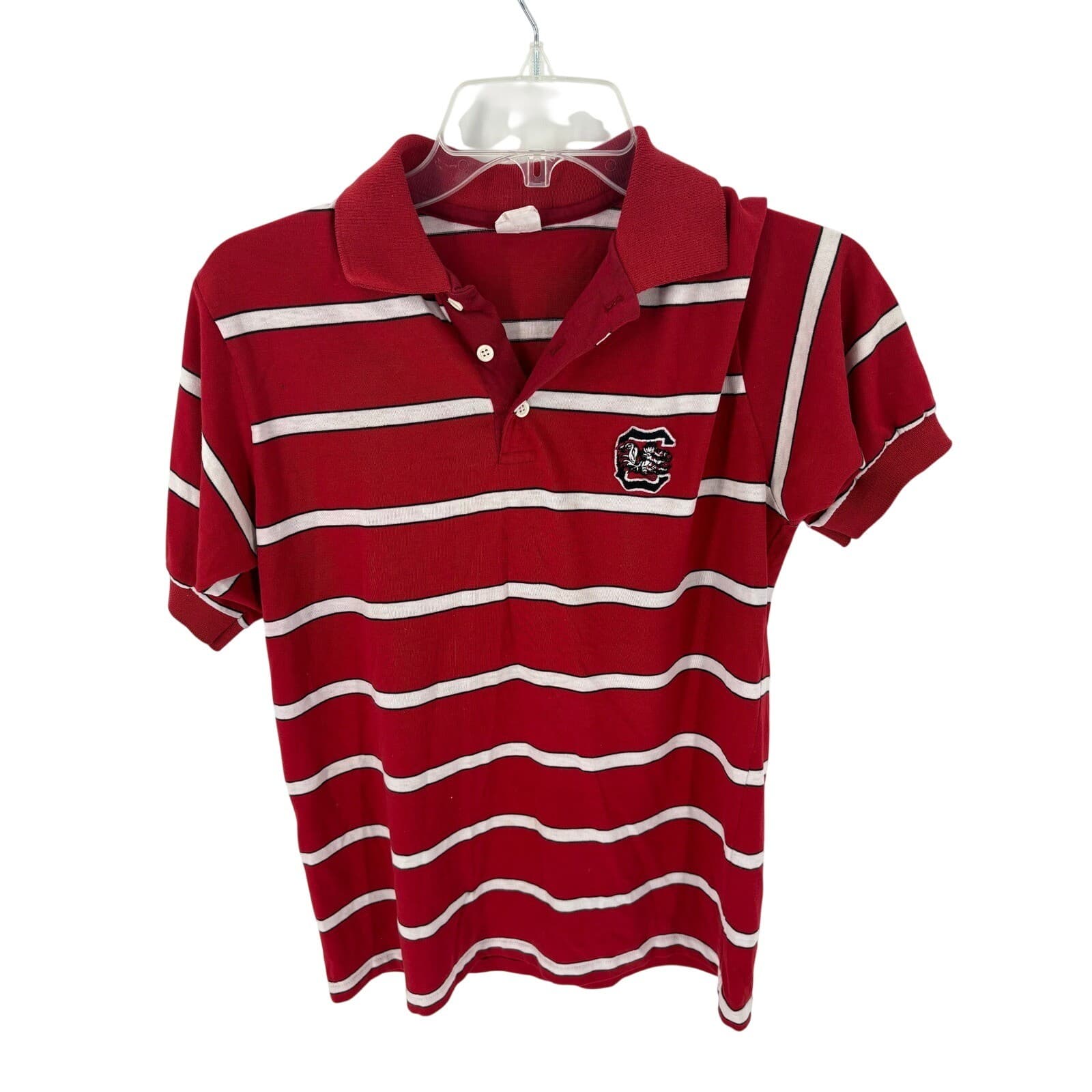 Vintage Gepner Red White Striped Polo Shirt South Carolina Gamecocks Women M USA