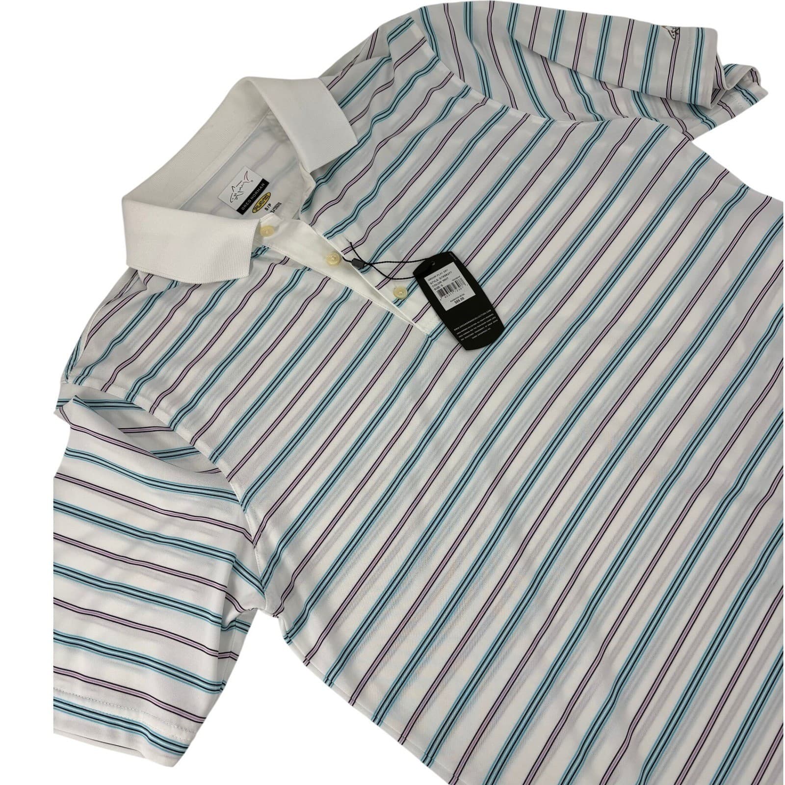 Greg Norman Polo Shirt Mens S Polo White Striped Play Dry G7XSK277 Performance