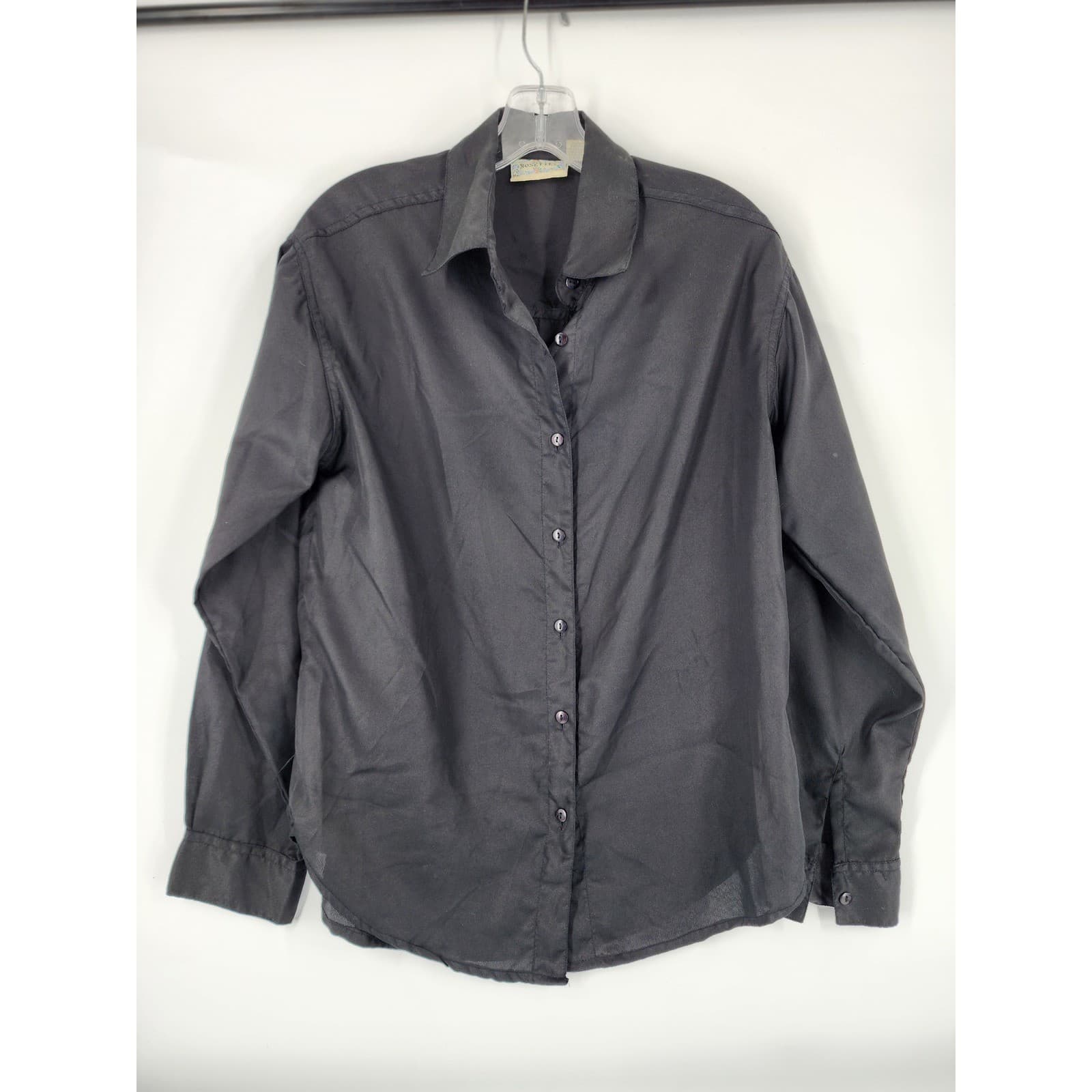 ROSETTES Women's Black Button Down Collared Shirt Long Sleeve Size M