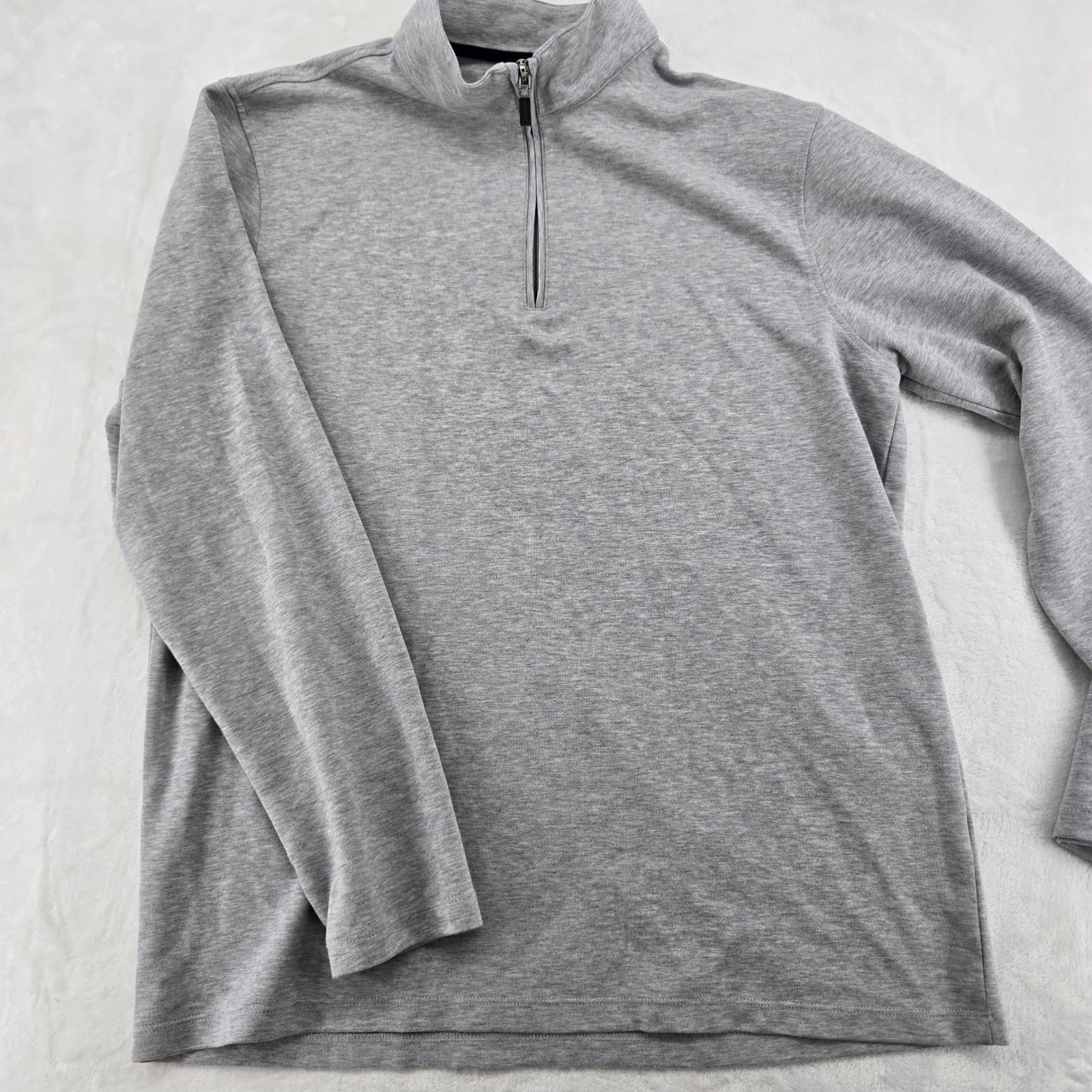 Mizzen+Main Pullover Mens L Quarter Zip Heather Gray Performance Stretch