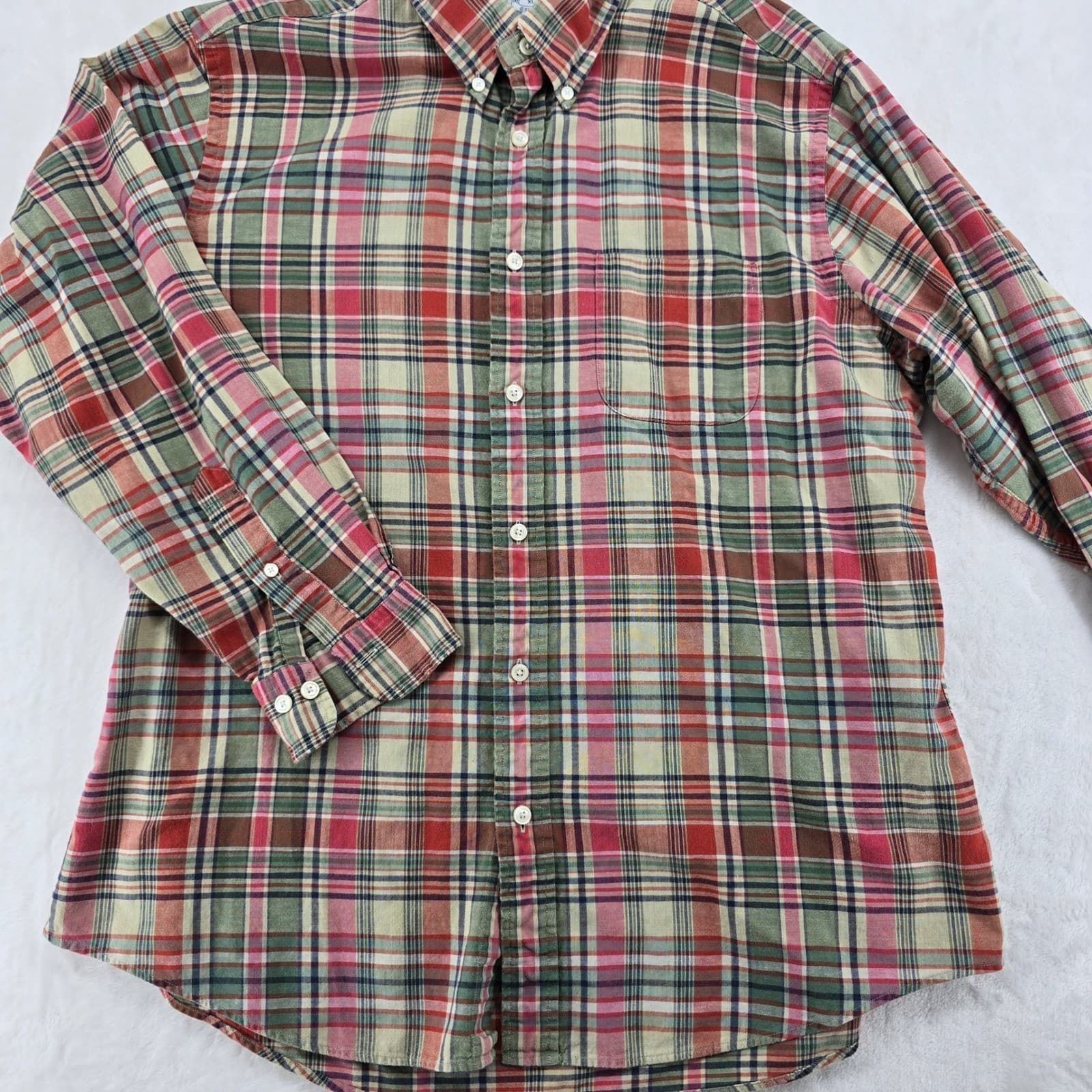 Brooks Brothers Button Down Mens XL Shirt Multicolor Plaid Regent Polo Cotton