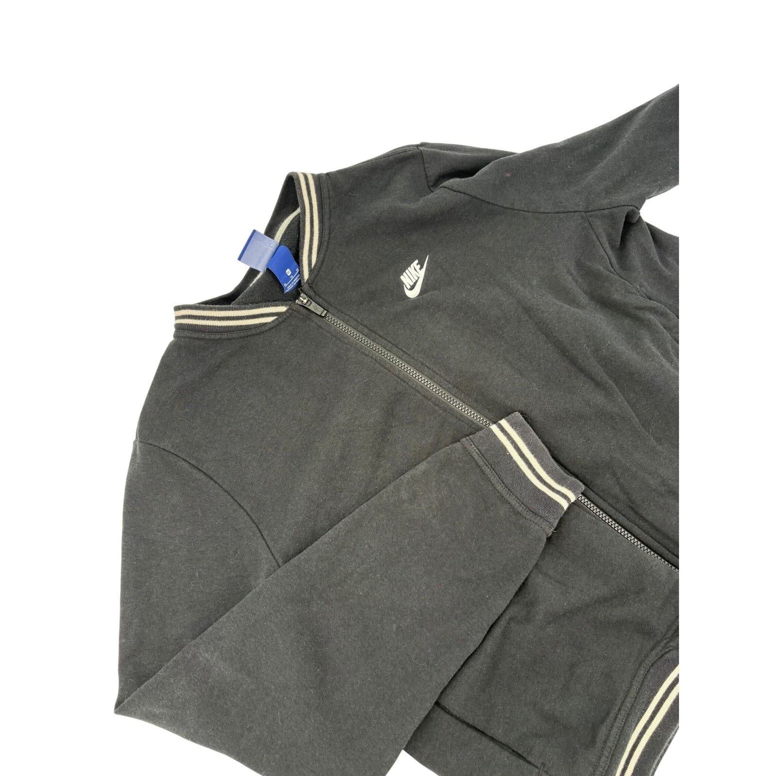 Nike Black Bomber Jacket Athletic Style Varsity Stripe Full Zip Women's XL