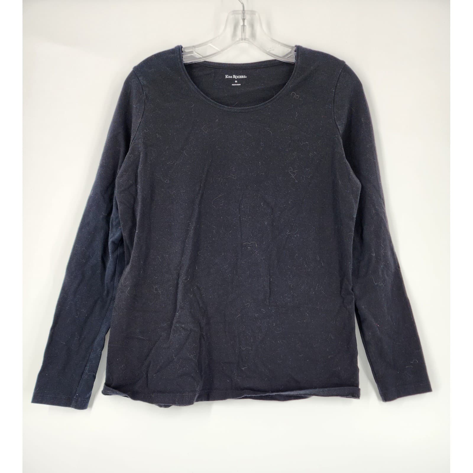 Kim Rogers Womens Black Long Sleeve Crew Neck T Shirt Size Medium