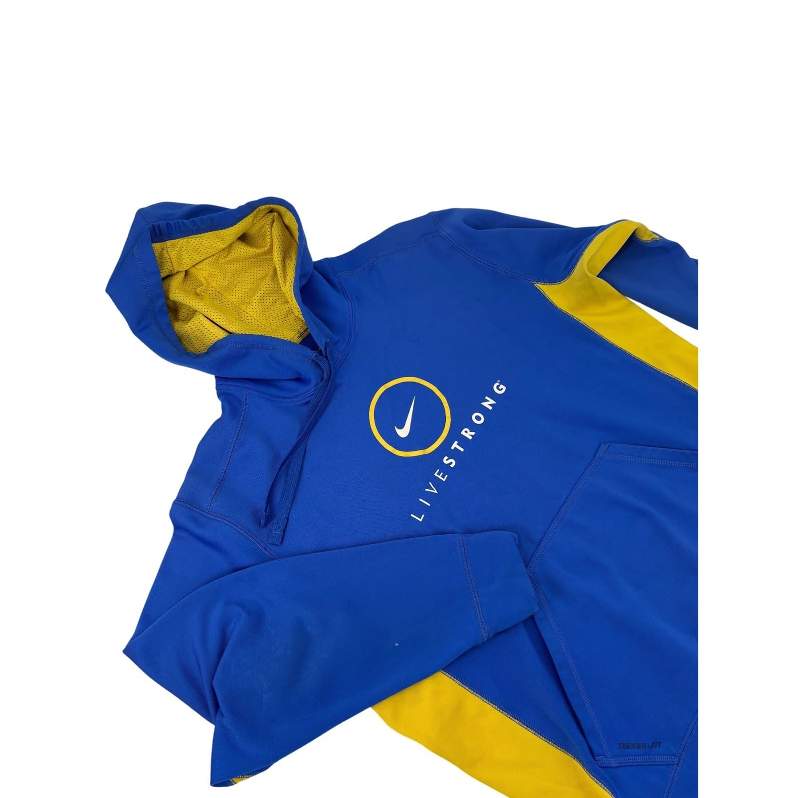Nike Therma-FIT LIVESTRONG Hoodie Blue Yellow Men's Size L