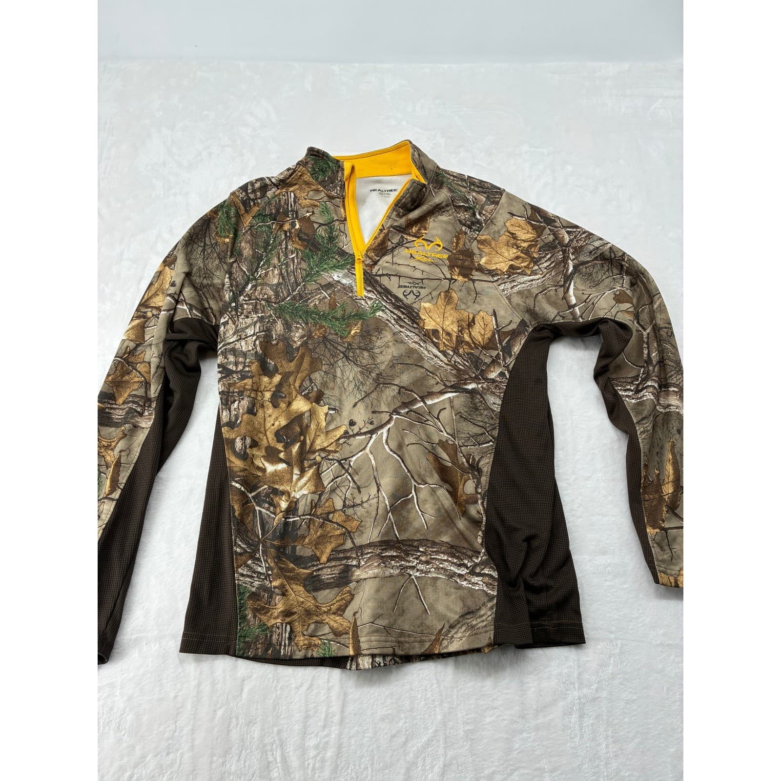 Realtree Pullover Mens M 1/4 Zip Camo Performance Hunting Shirt Brown Xtra Camo