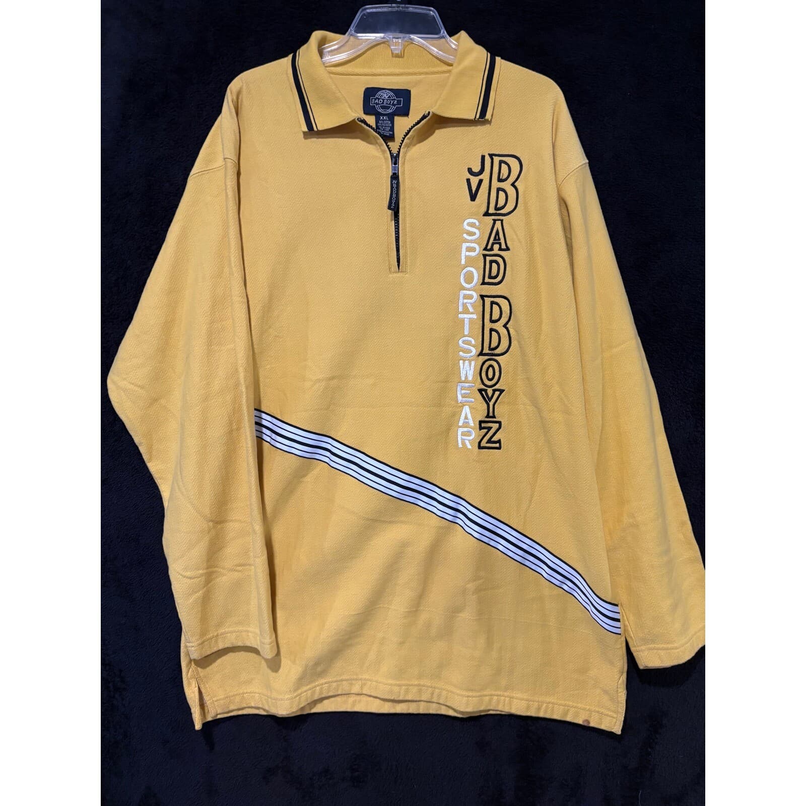 Bad Boyz Quarter Zip Pullover Sweatshirt Sportswear Striped XXL