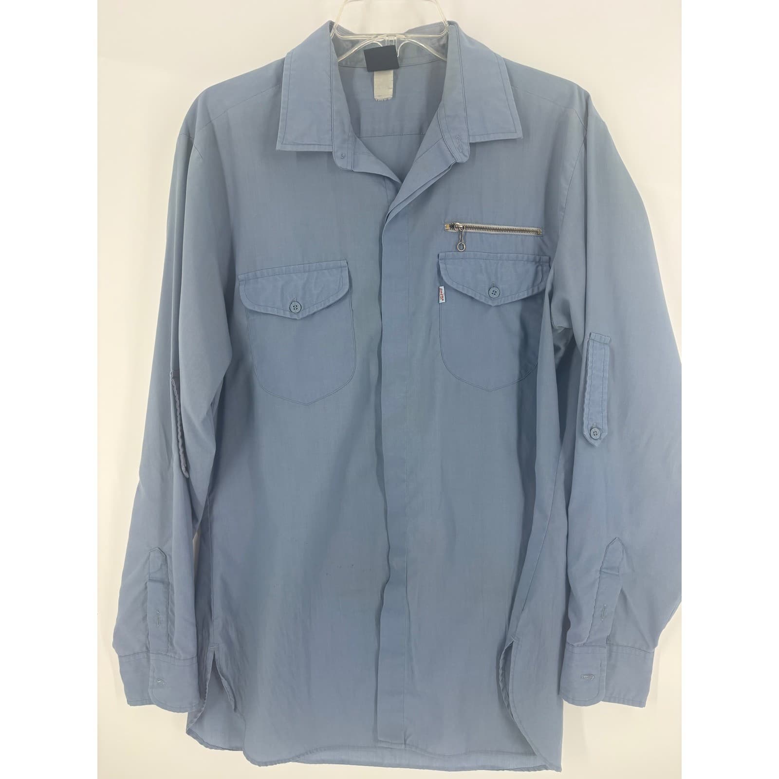 Men's Levi's Blue Long Sleeve Pocket Zip Casual Button Up Shirt Size XL