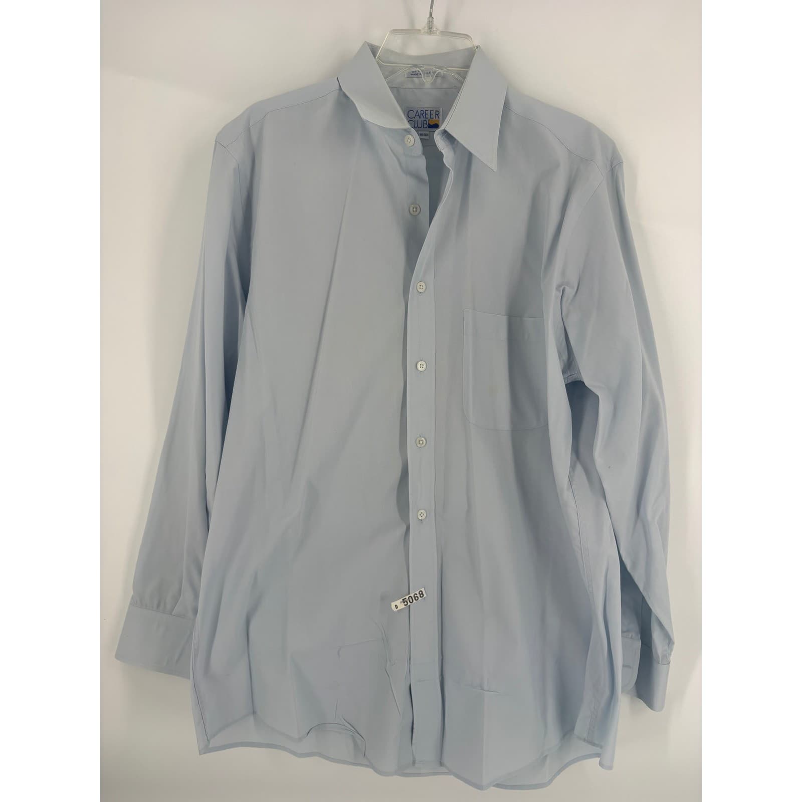Career Club Men's Light Blue Dress Shirt Size 16 33 Long Sleeve Button Down