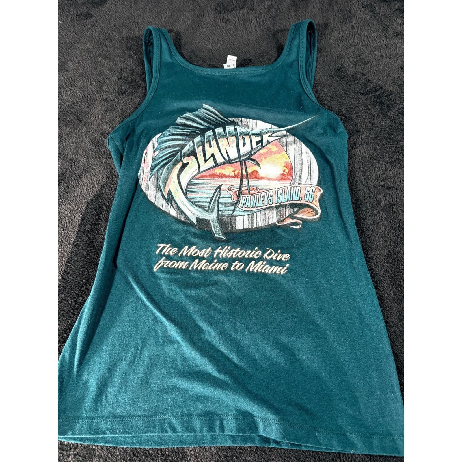 Islander Pawleys Island SC Tank Top Womens XL Marlin Graphic Teal