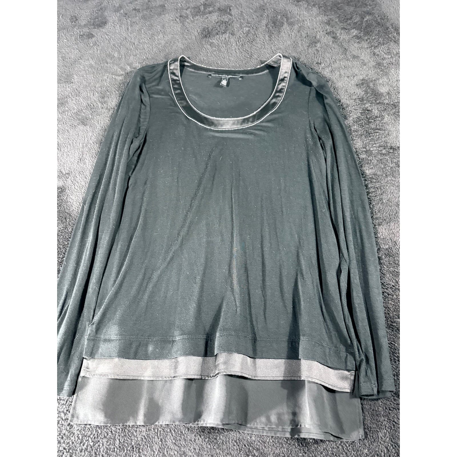 White House Black Market Gray Long Sleeve Layered Hem Top - Size S