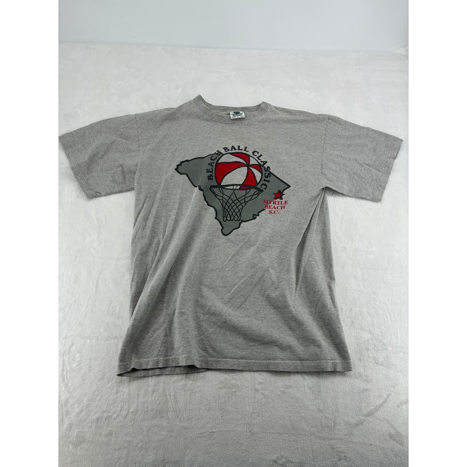 Kingstree Classic T-Shirt Womens XL Tee Gray Striped Beach Ball Classic