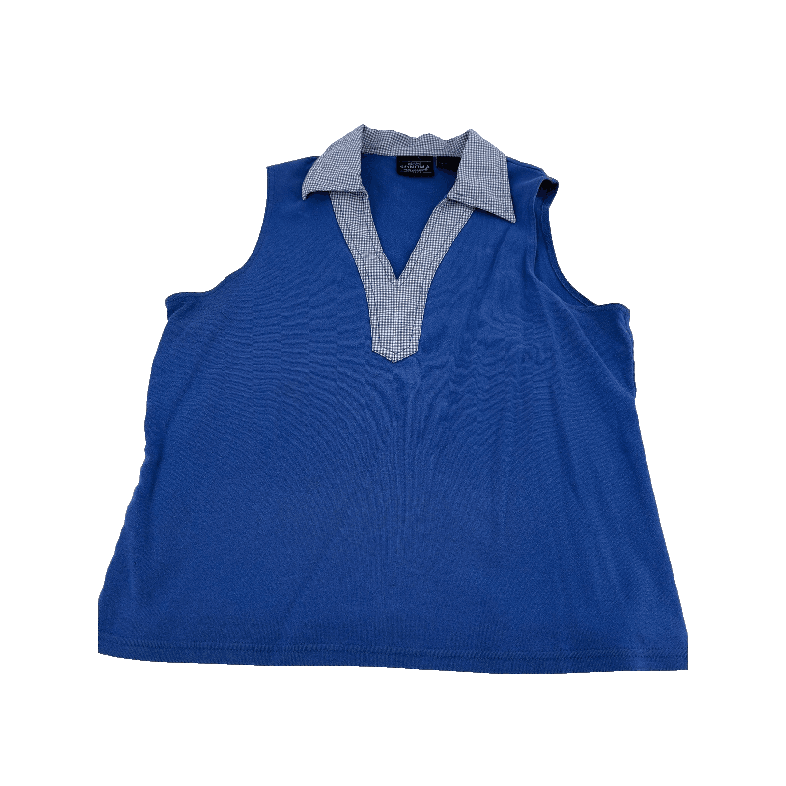 Sonoma Jean Co. Women’s Petite Blue Sleeveless Collared Polo Shirt Cotton PM