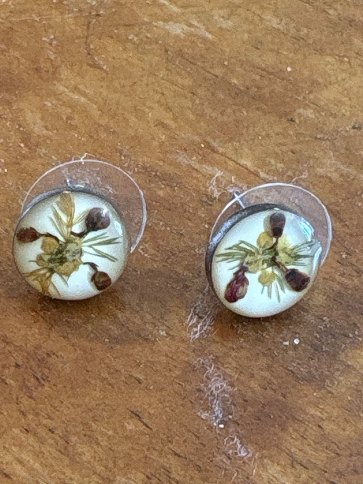 Sterling Silver Botanical Flower Stud Earrings Resin Vintage Floral verluni?