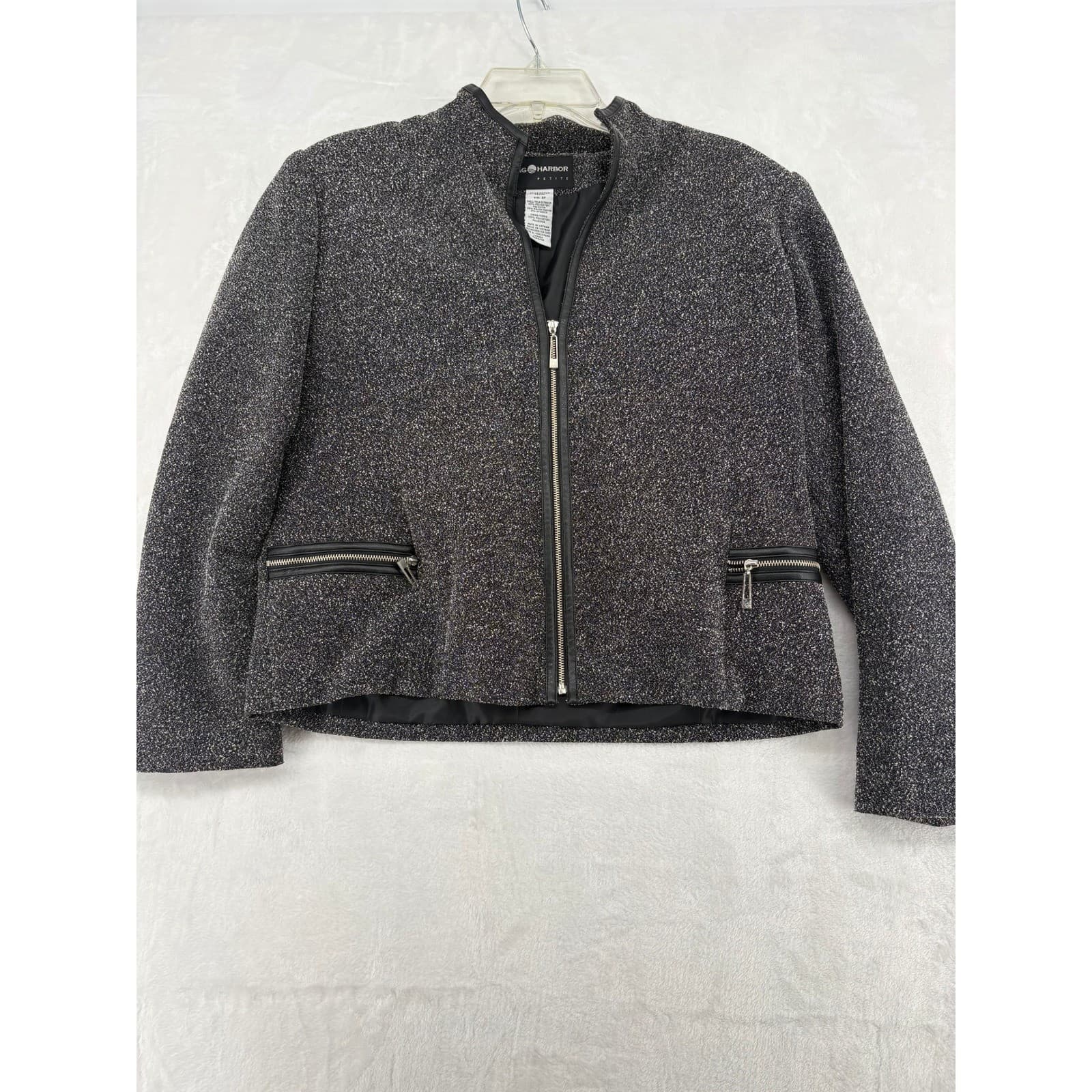 Sag Harbor Jacket Womens 8P Jacket Black Silver Metallic Full Zip F42159