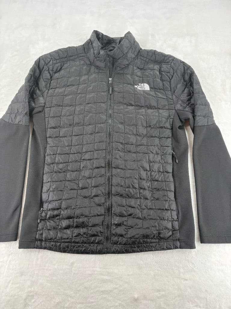 The North Face Mens L ThermoBall Hybrid Jacket Black Full Zip Insulated Quilted