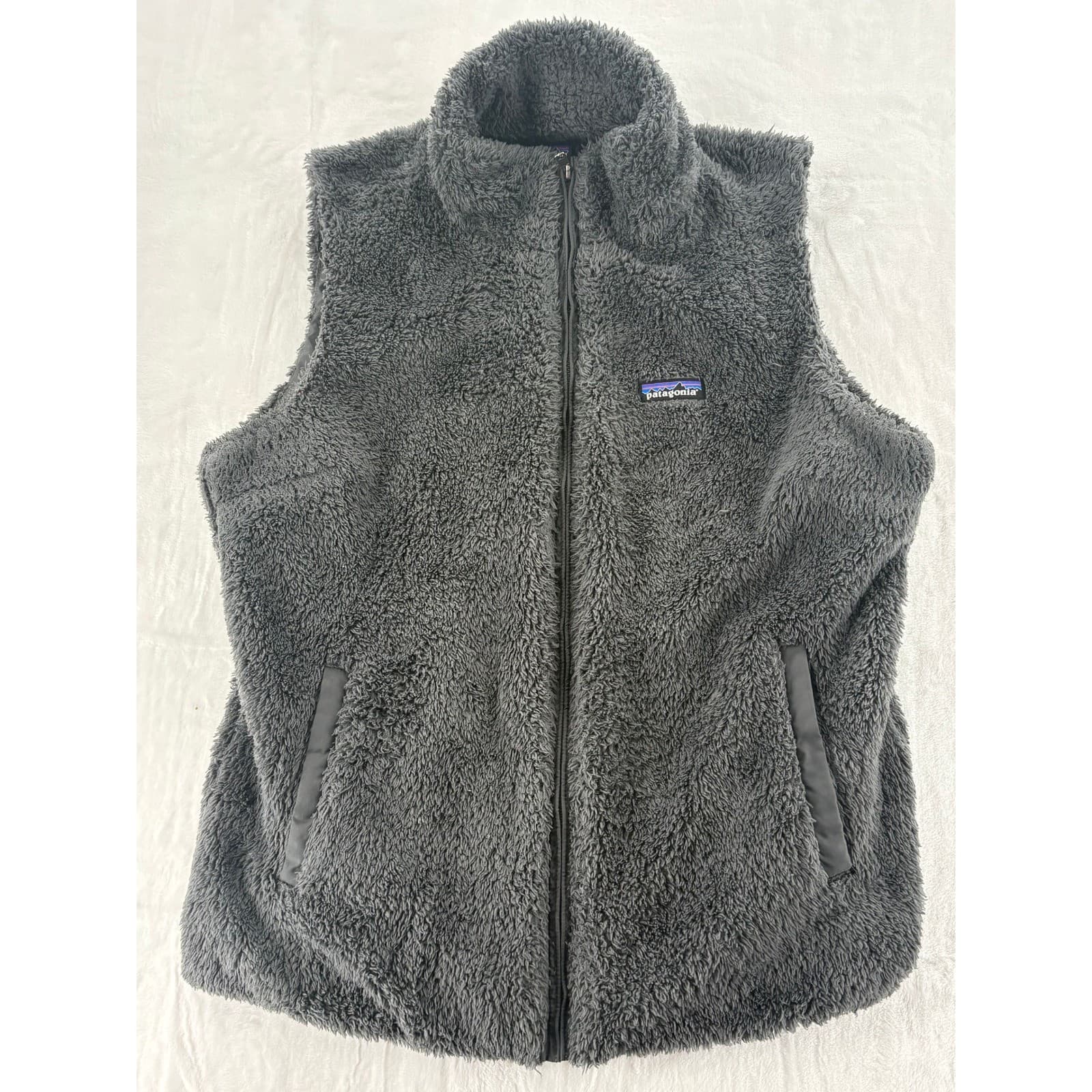 Patagonia Vest Womens XL Los Gatos Fleece Gray Full Zip High Pile Sleeveless