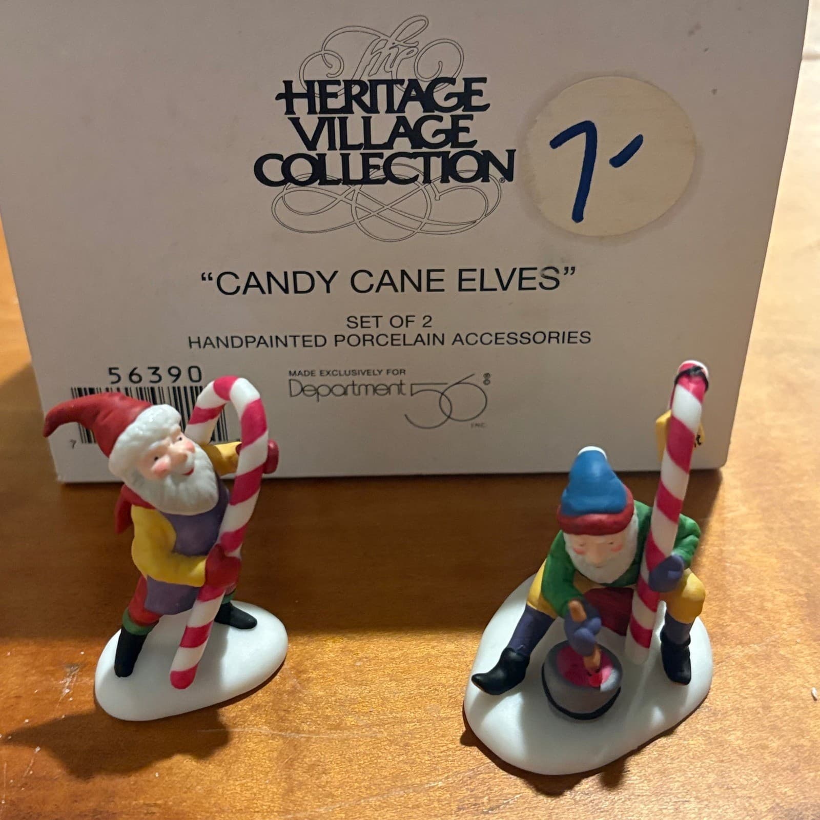 Department 56 Candy Cane Elves Heritage Village Set 2 Porcelain Figurine 56390