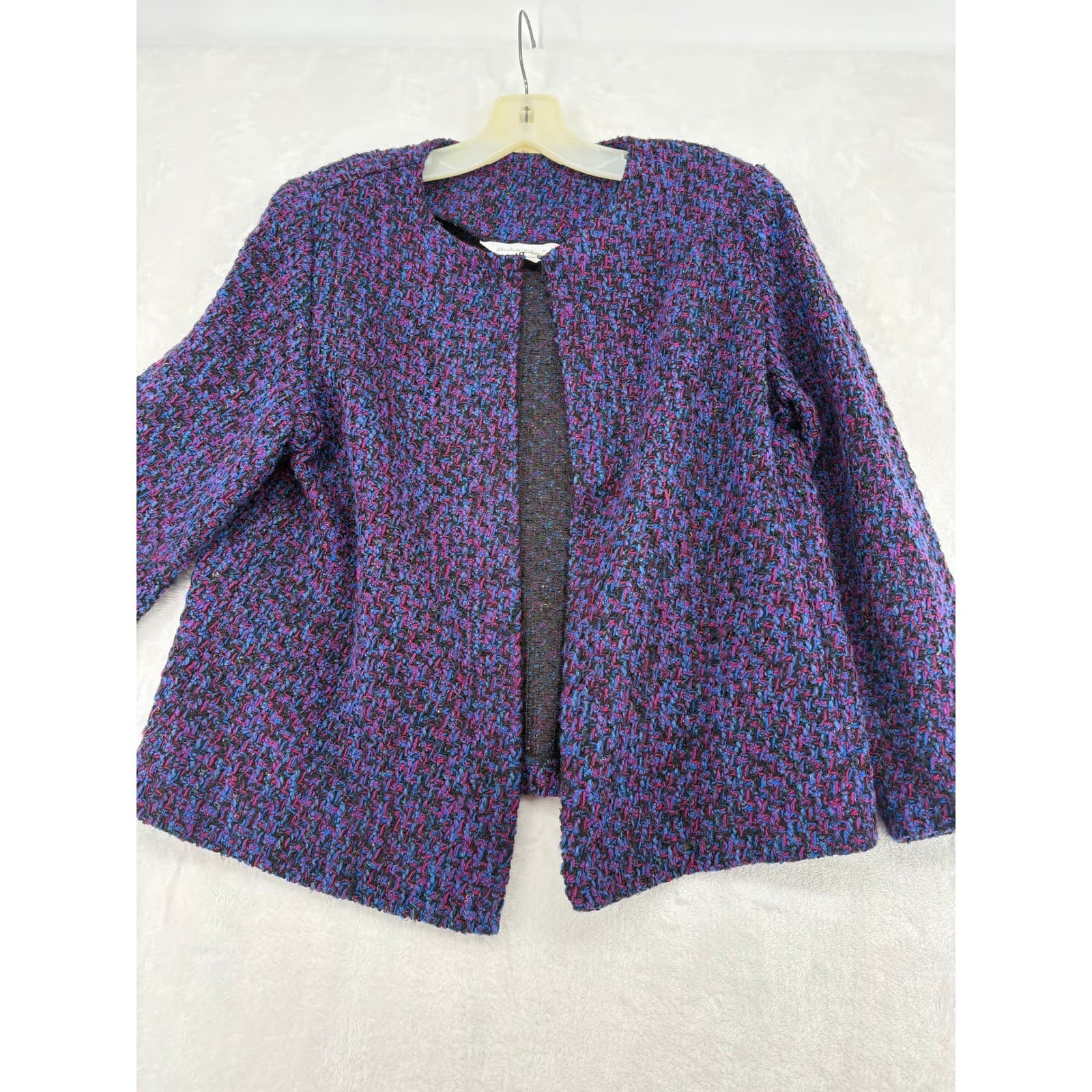 Elisabeth Williams Jacket Womens OS Jacket Purple Textured Knit Open Front