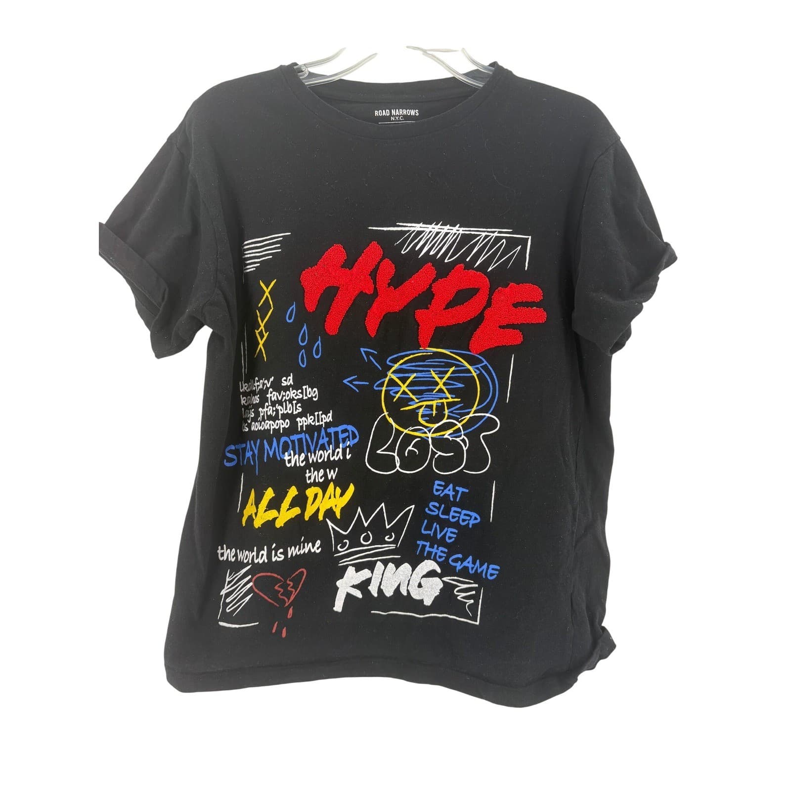 Road Narrows NYC Graphic T Shirt Black Hype Print Men's Size L