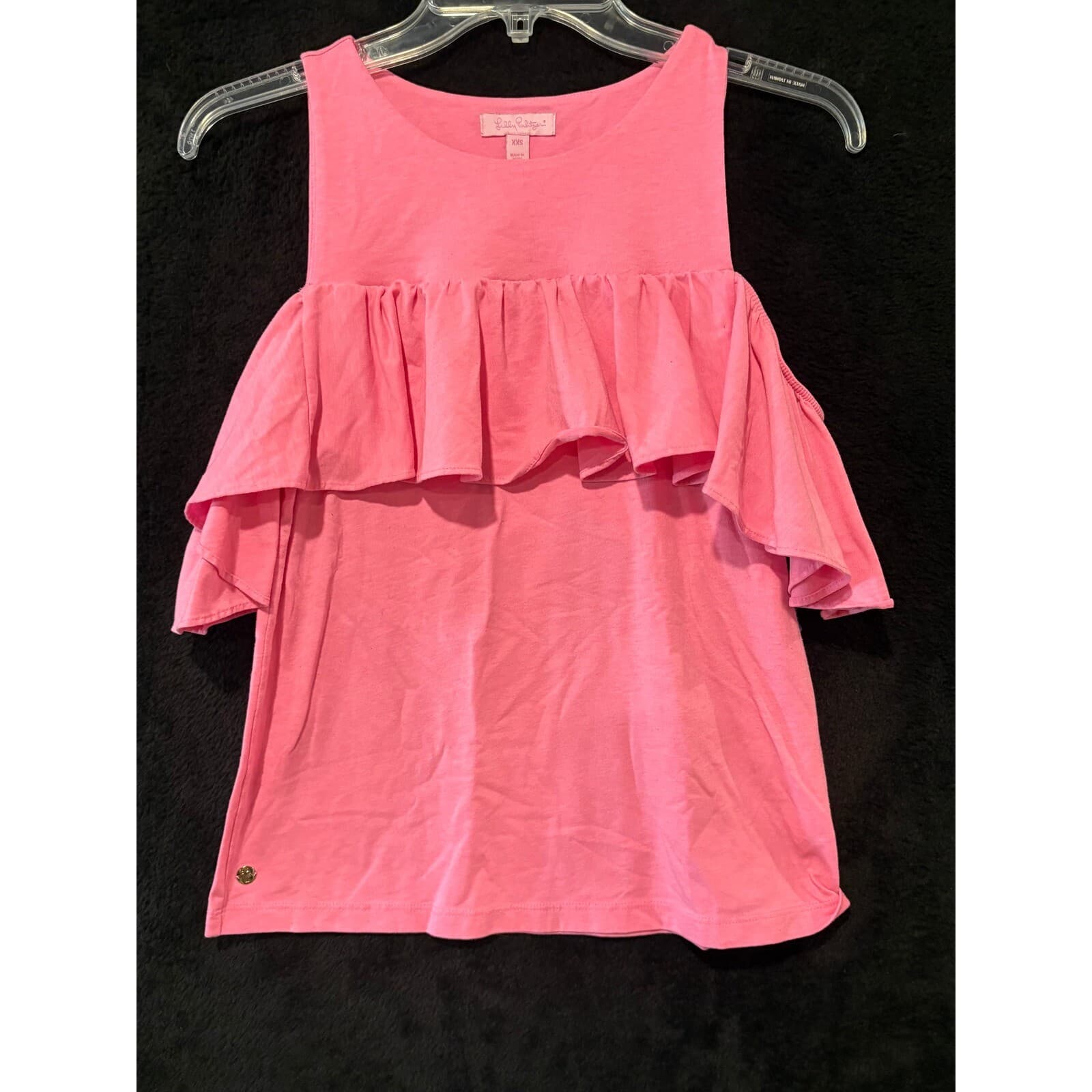 Lilly Pulitzer Ruffle Cold Shoulder Top Pink Casual Cute XXS