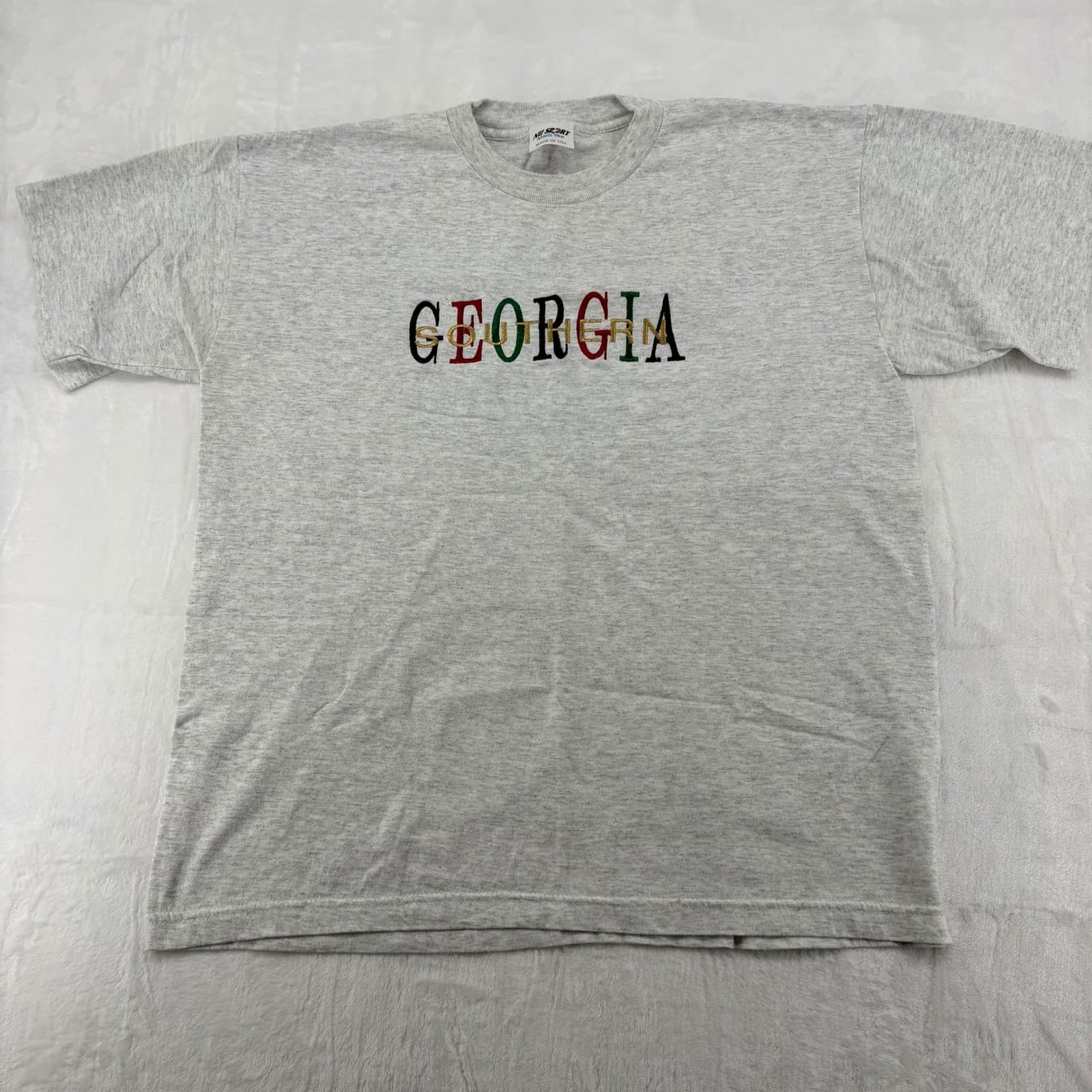 Nu Sport T-Shirt Mens Large Tee Gray Georgia Southern Vintage Made in USA