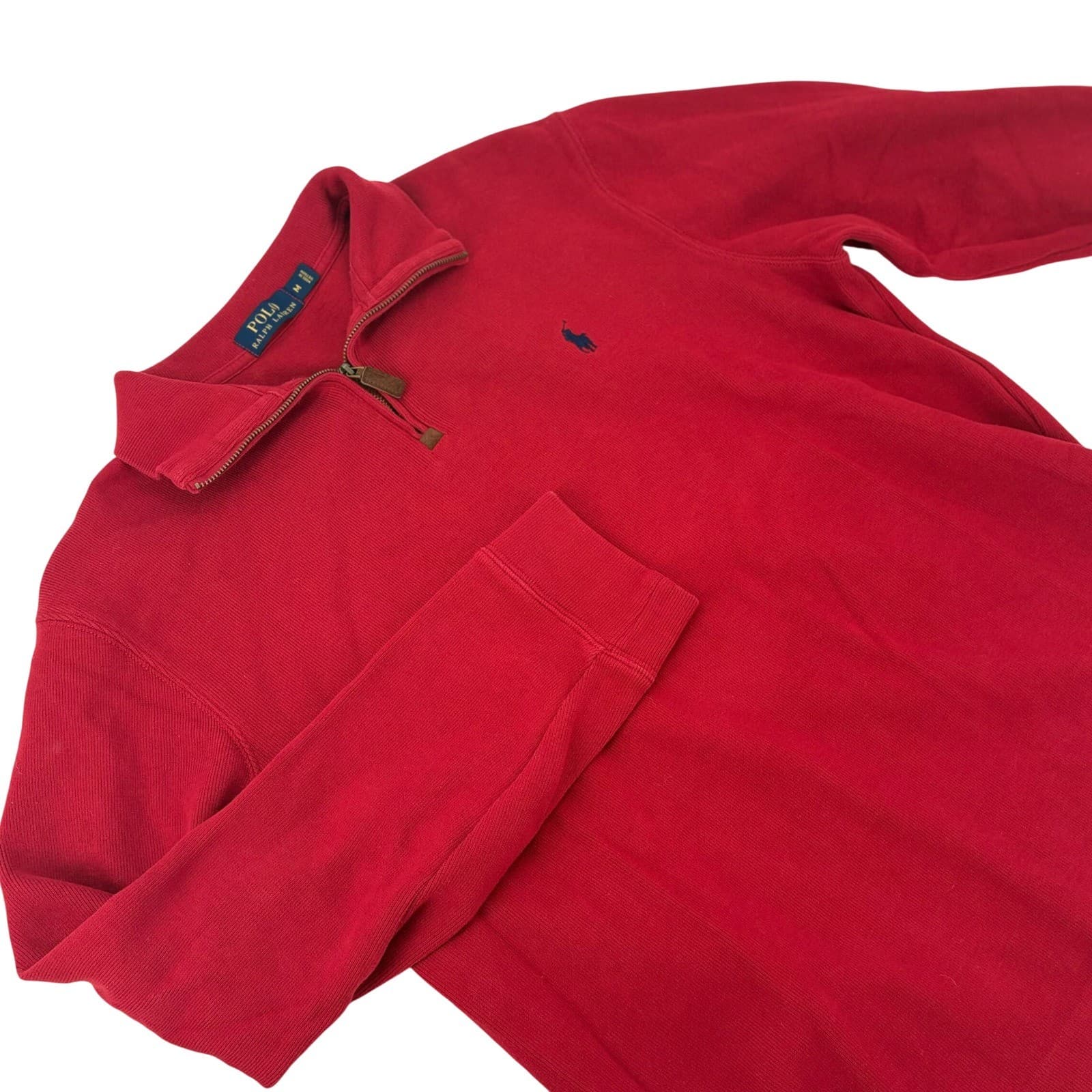 Polo Ralph Lauren Men's Red 1/4 Zip Pullover Sweater Knit Pony Logo Size M