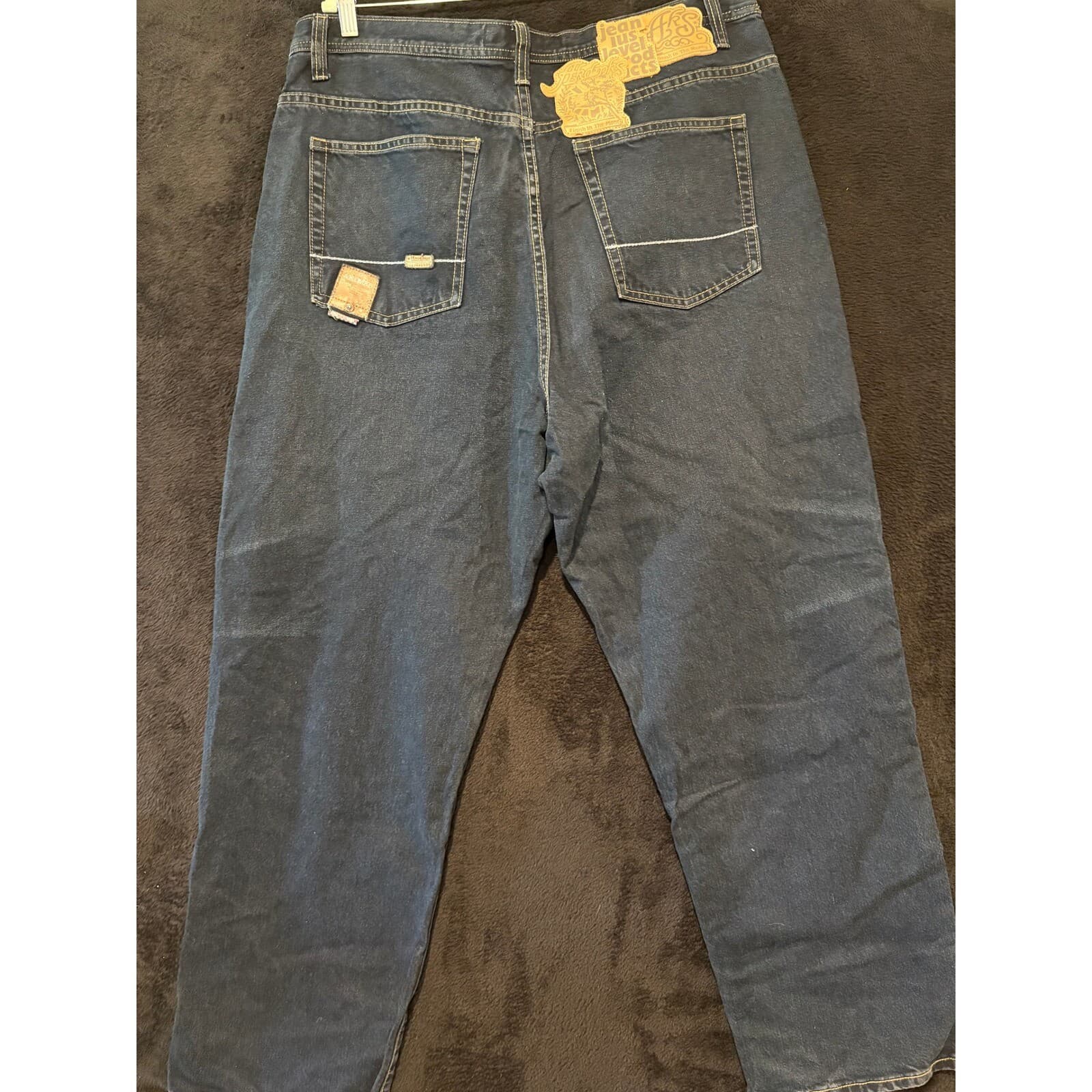 Akademiks Jeans Mens 32x32 Relaxed Fit Dark Wash Embroidered Denim 32
